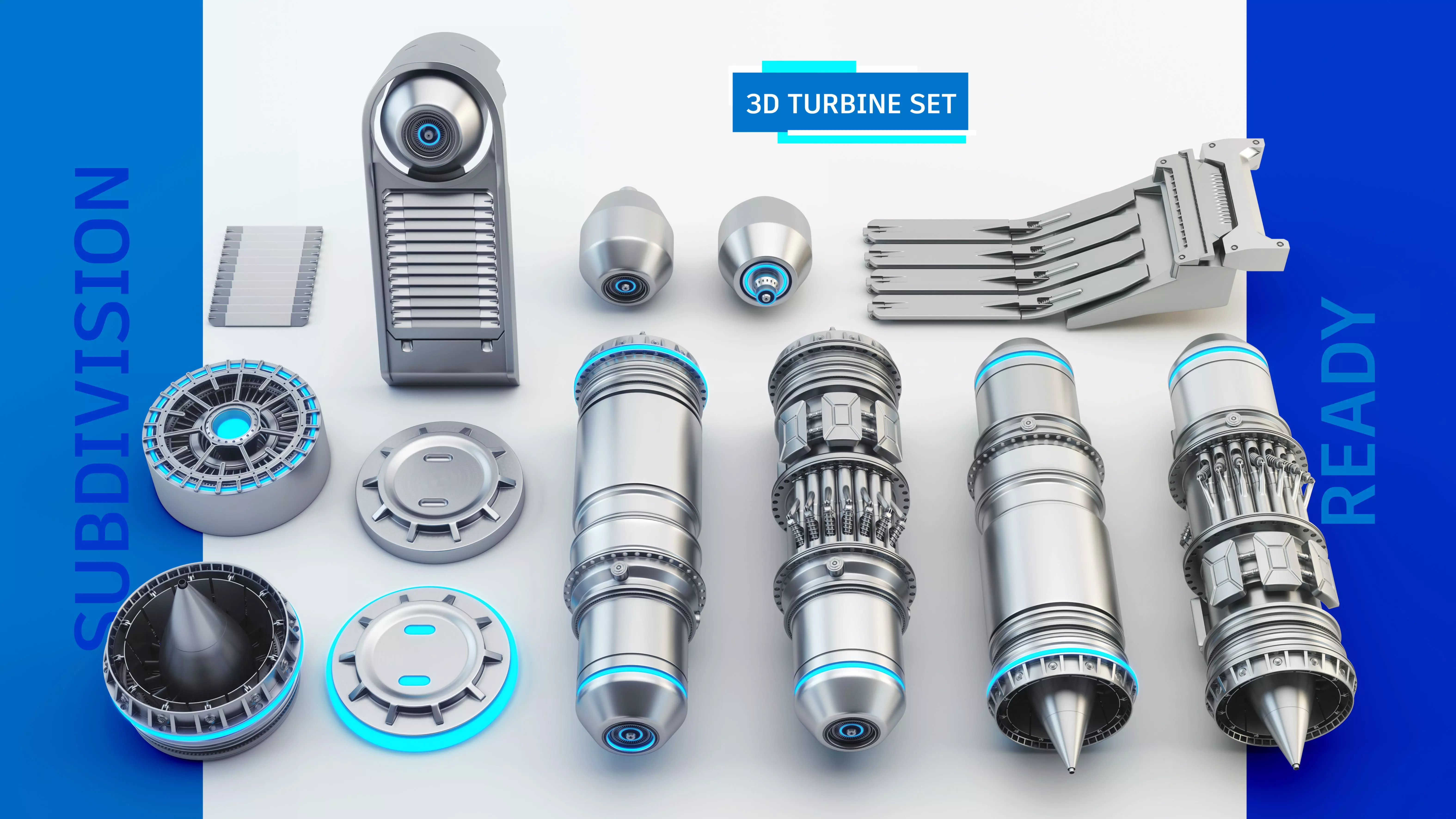 TURBINE SET - SUBDIVISION READY 3D model_0