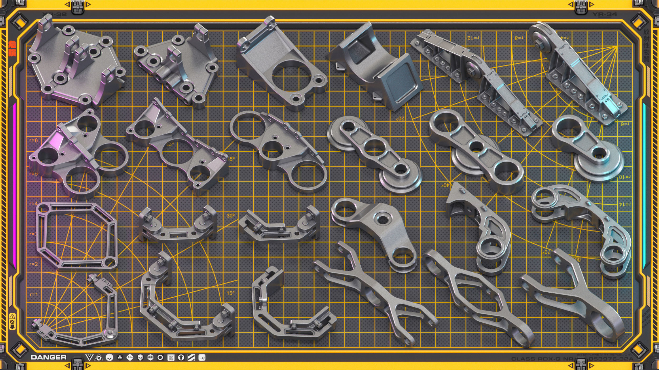 Sci-Fi Hard Surface Mechanical KITBASH 420 DETAILS 3D model_15