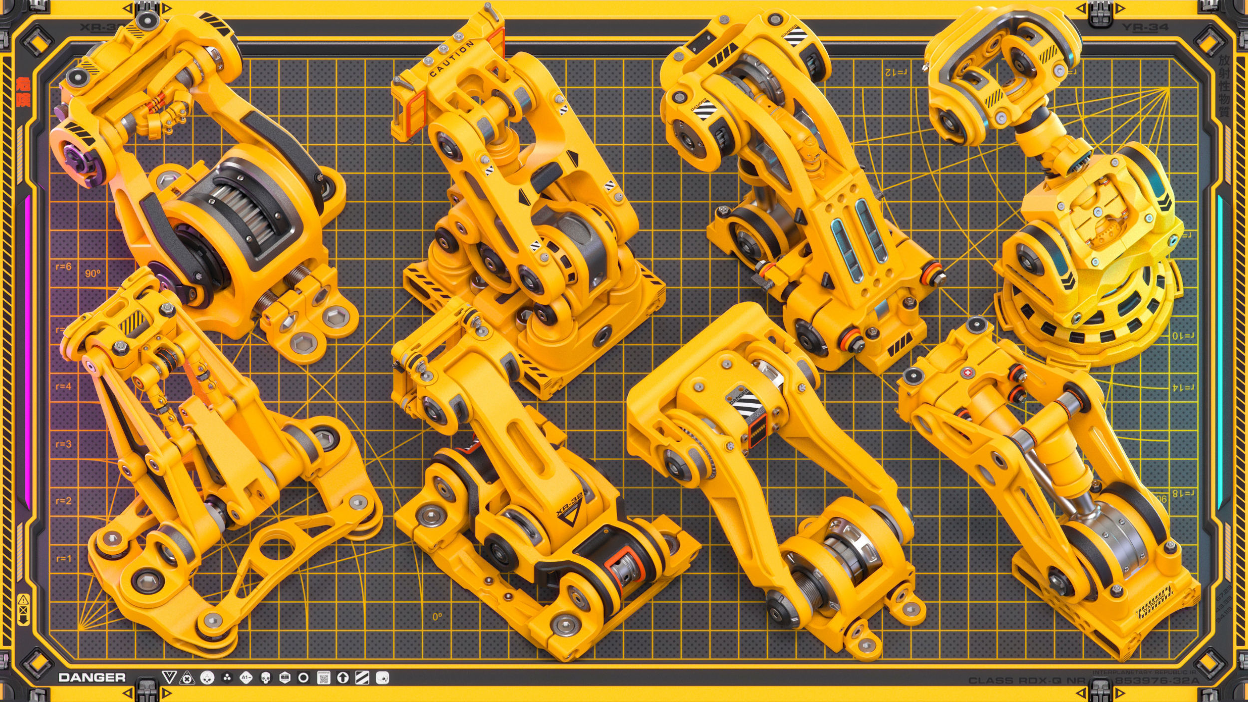 Sci-Fi Hard Surface Mechanical KITBASH 420 DETAILS 3D model_6