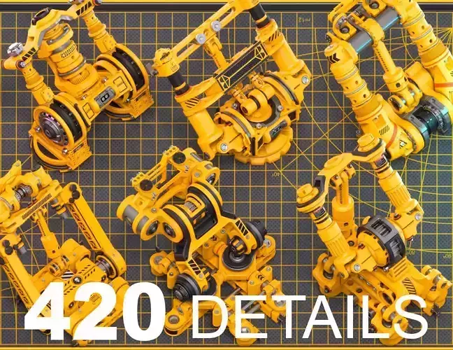 Sci-Fi Hard Surface Mechanical KITBASH 420 DETAILS 3D model