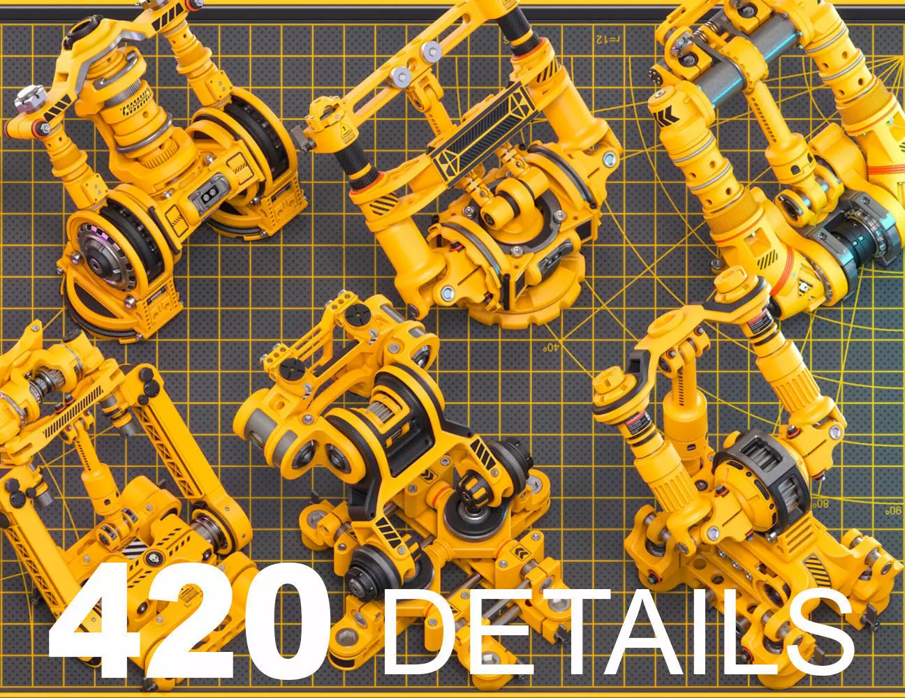 Sci-Fi Hard Surface Mechanical KITBASH 420 DETAILS 3D model_0