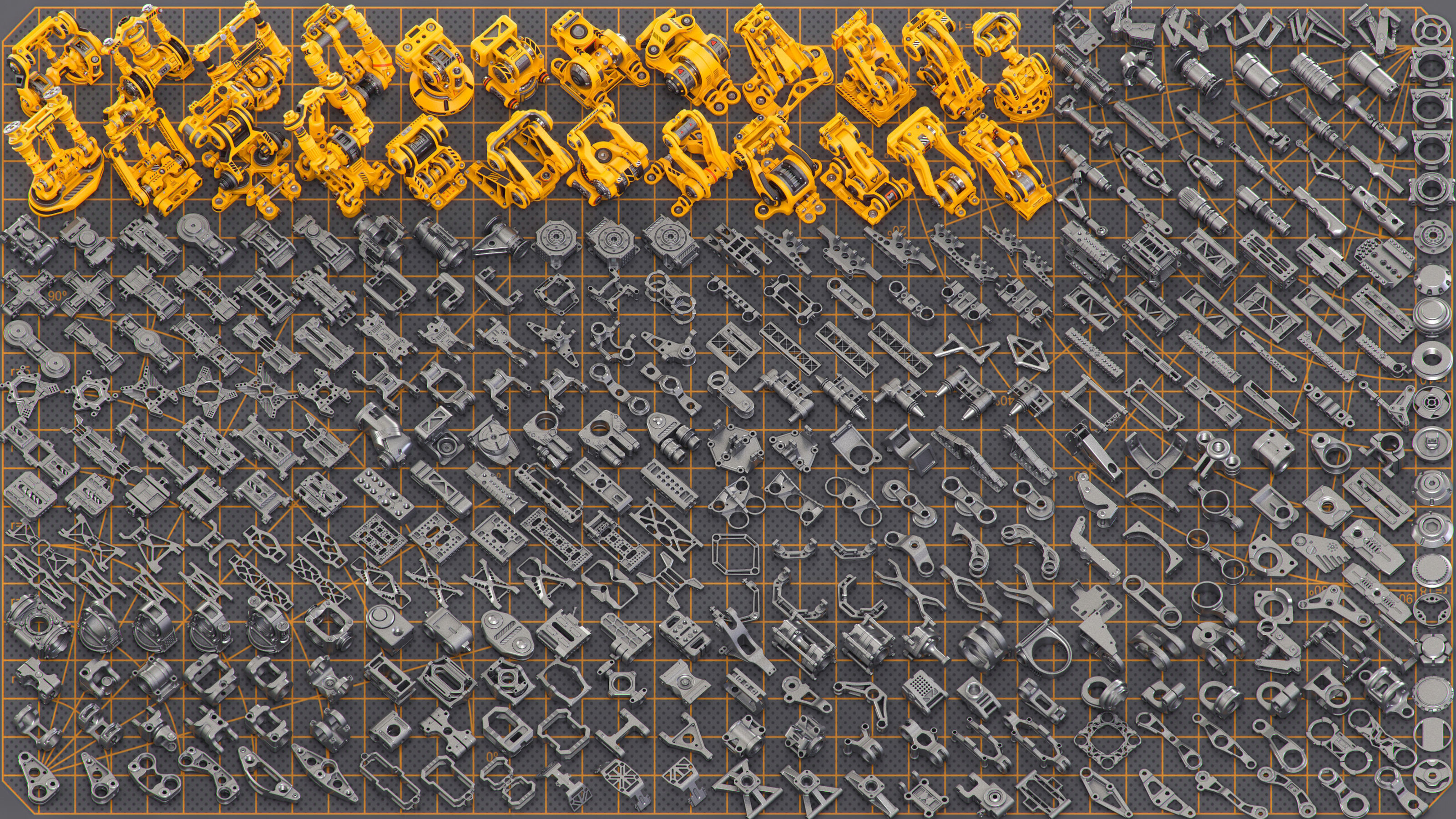 Sci-Fi Hard Surface Mechanical KITBASH 420 DETAILS 3D model_2