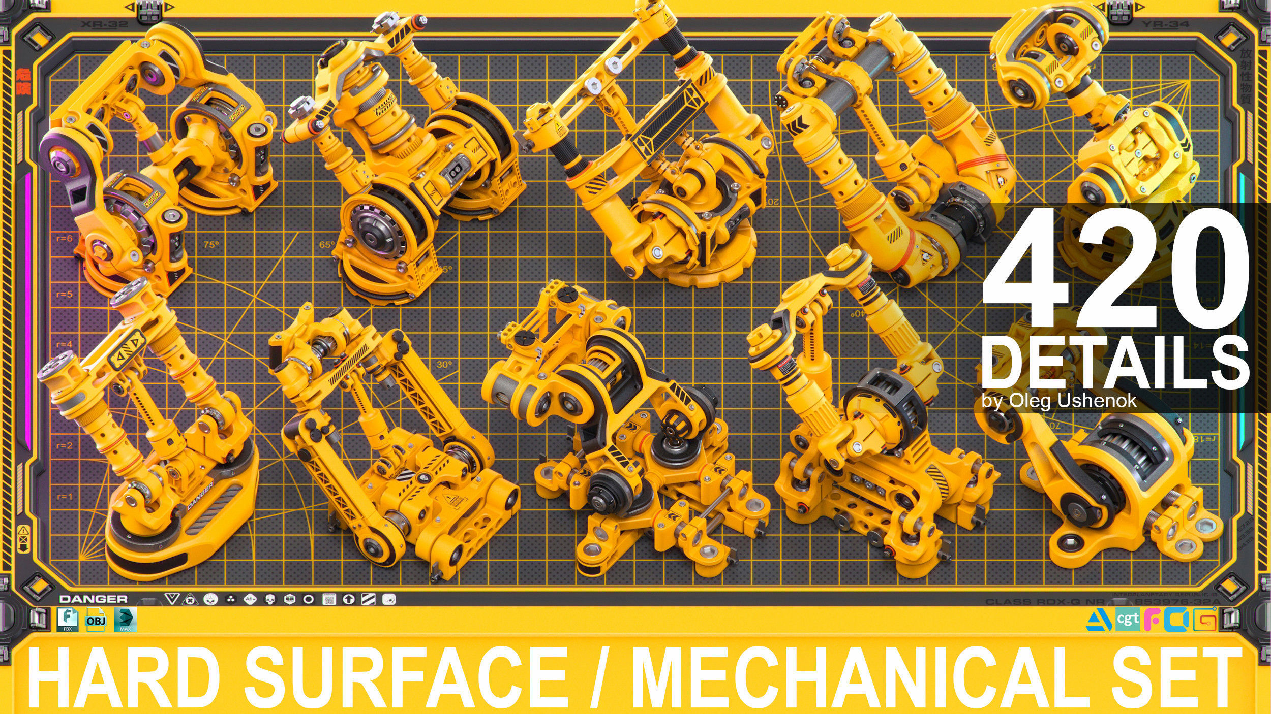 Sci-Fi Hard Surface Mechanical KITBASH 420 DETAILS 3D model_1