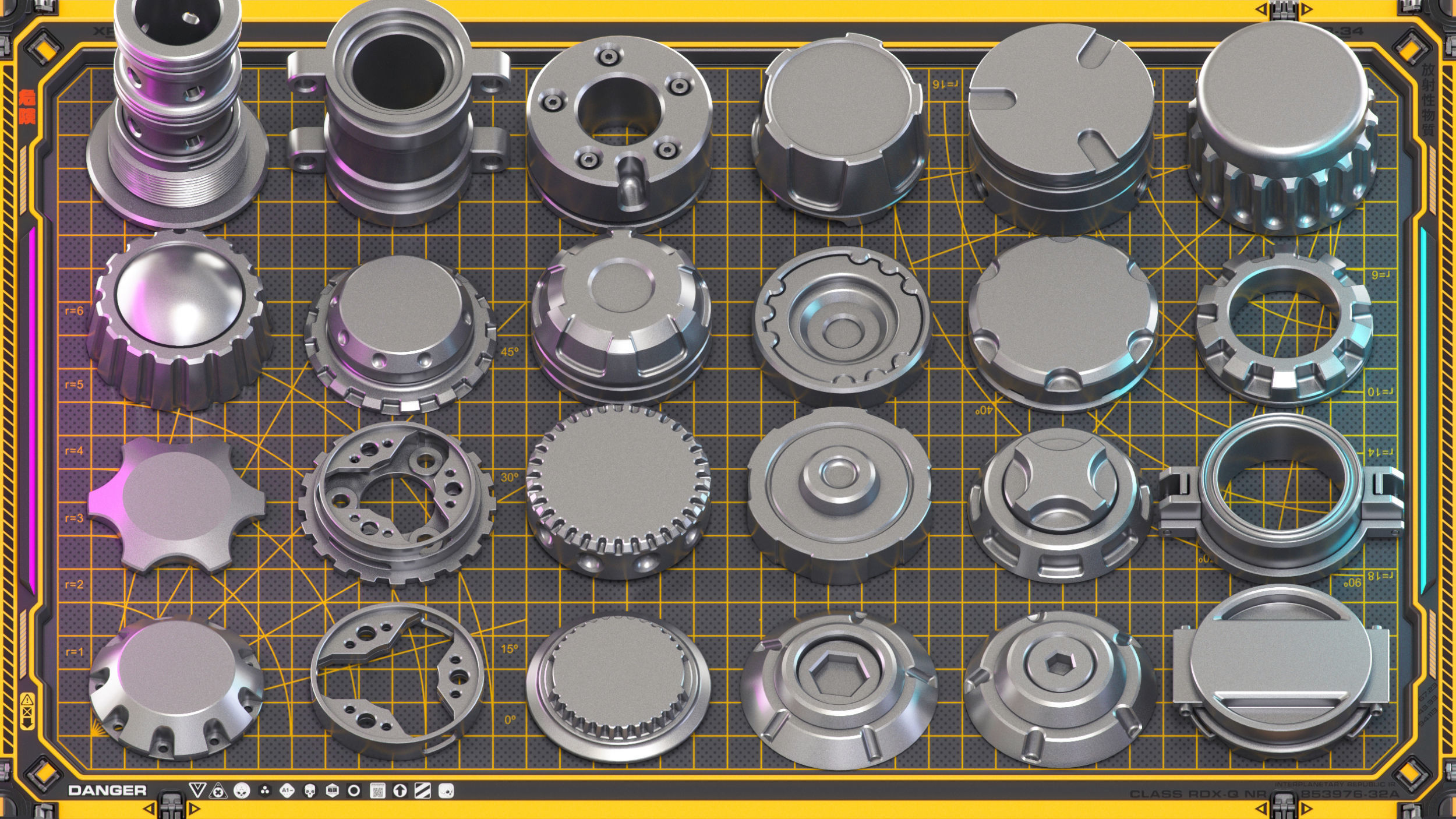 Sci-Fi Hard Surface Mechanical KITBASH 420 DETAILS 3D model_21