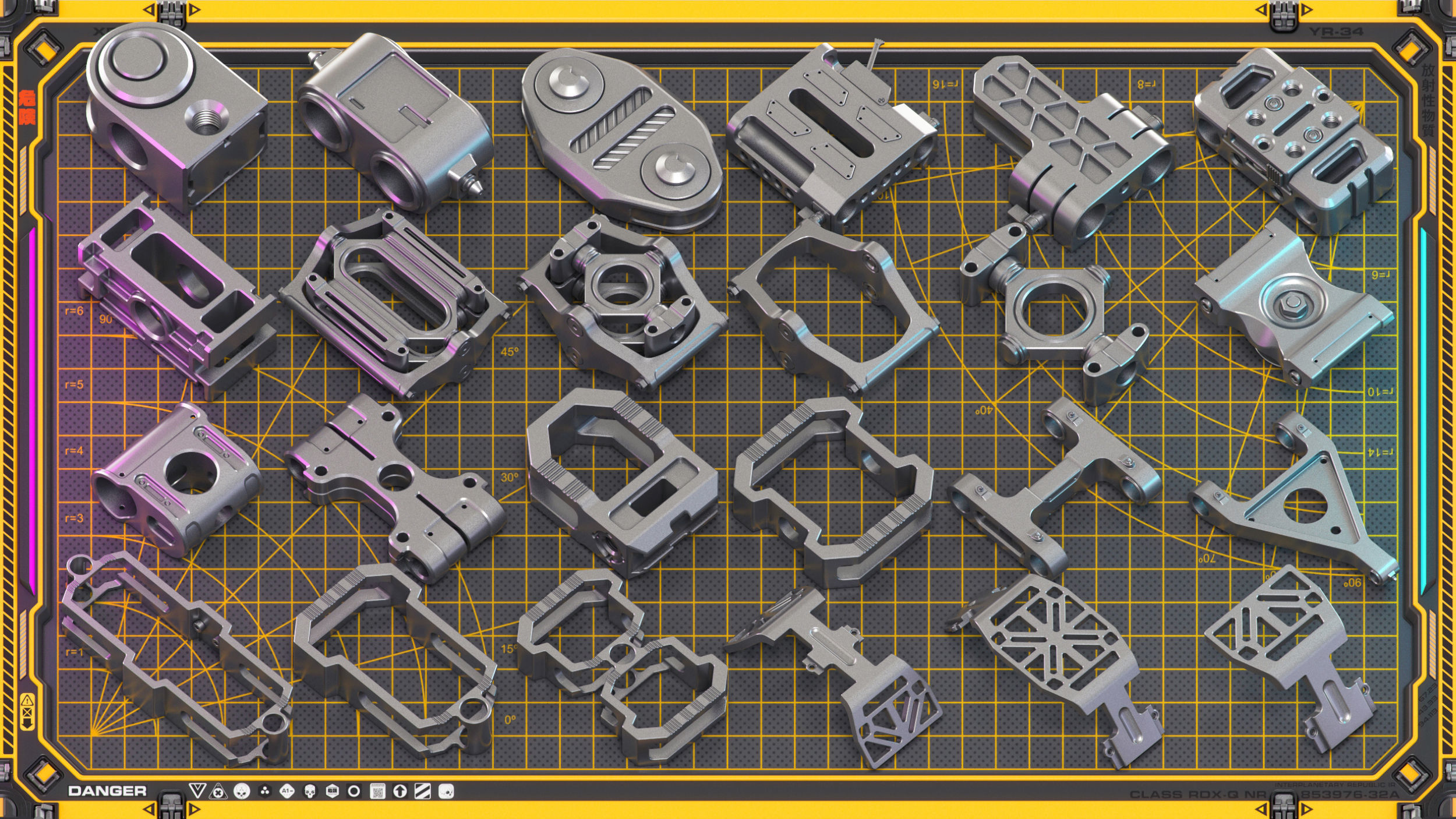 Sci-Fi Hard Surface Mechanical KITBASH 420 DETAILS 3D model_13