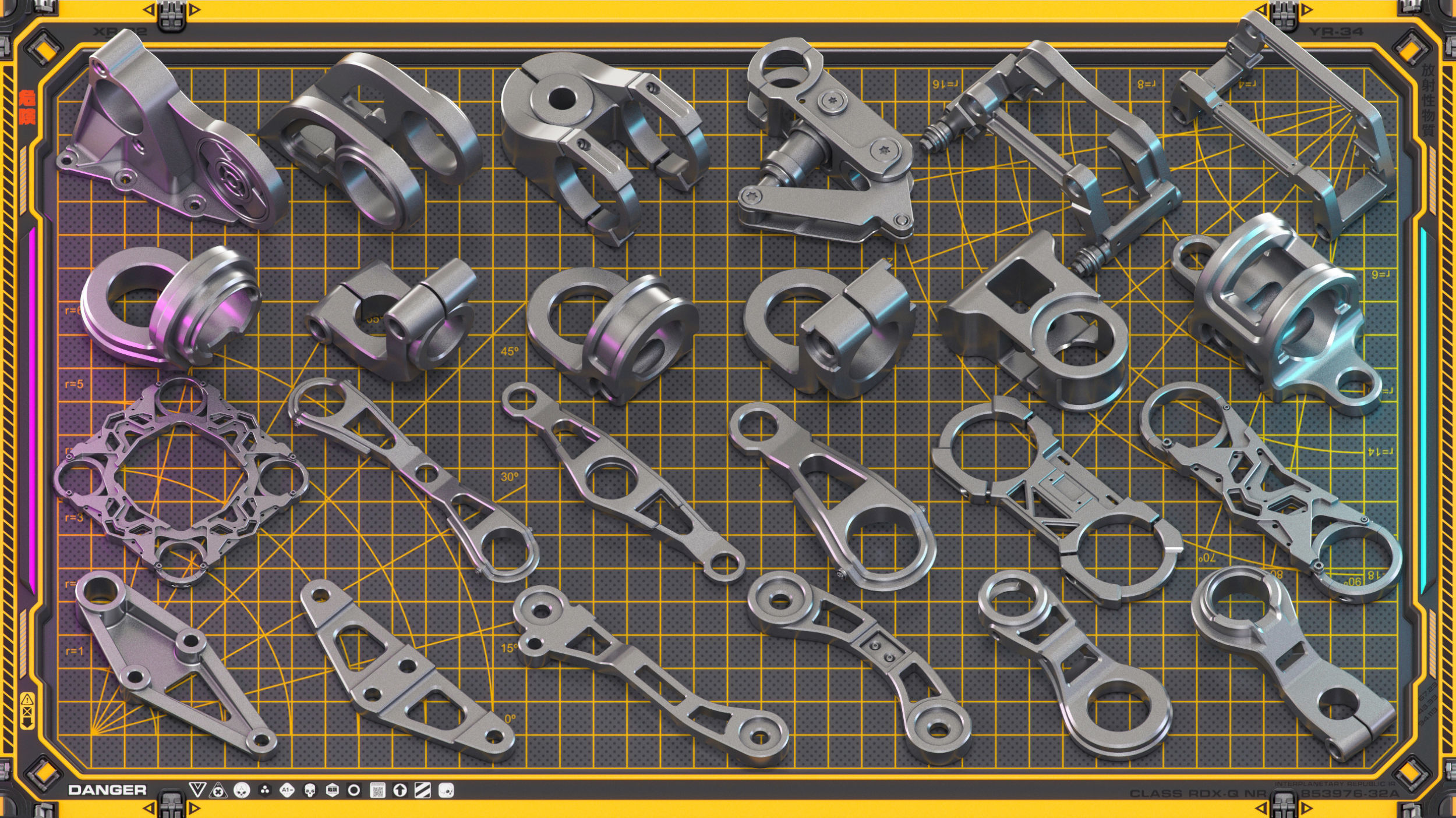 Sci-Fi Hard Surface Mechanical KITBASH 420 DETAILS 3D model_20