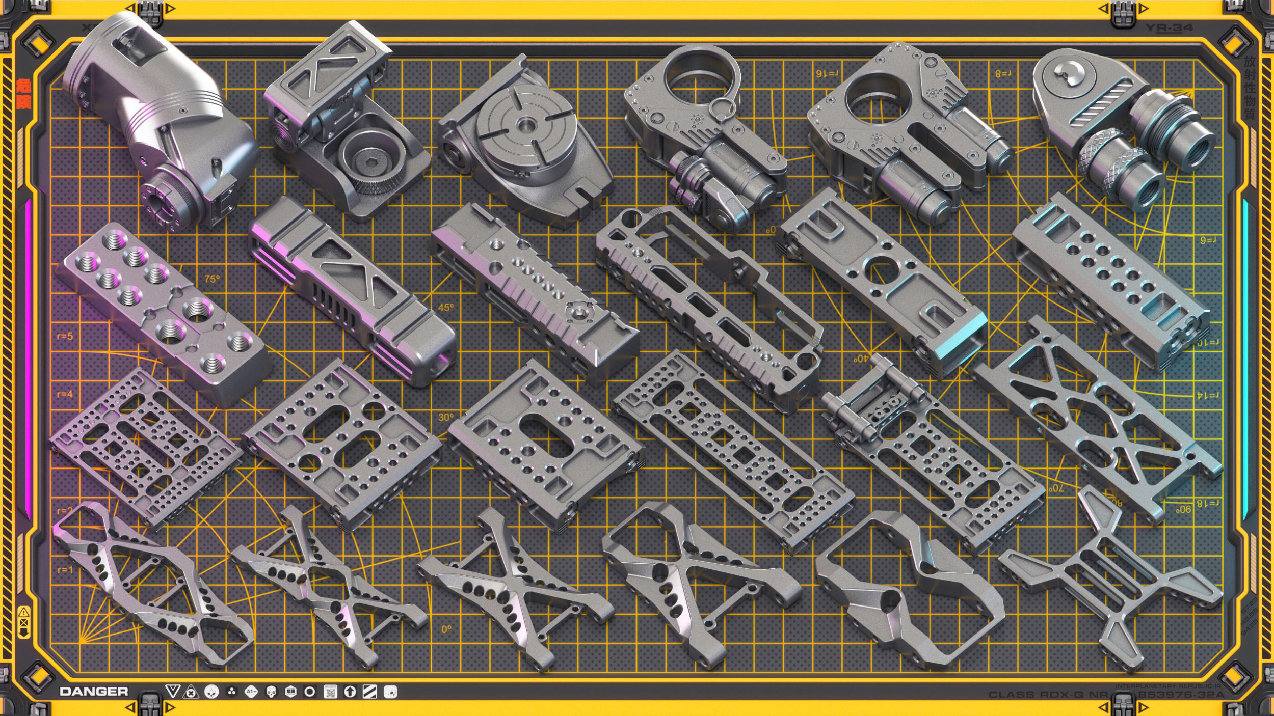 Sci-Fi Hard Surface Mechanical KITBASH 420 DETAILS 3D model_12