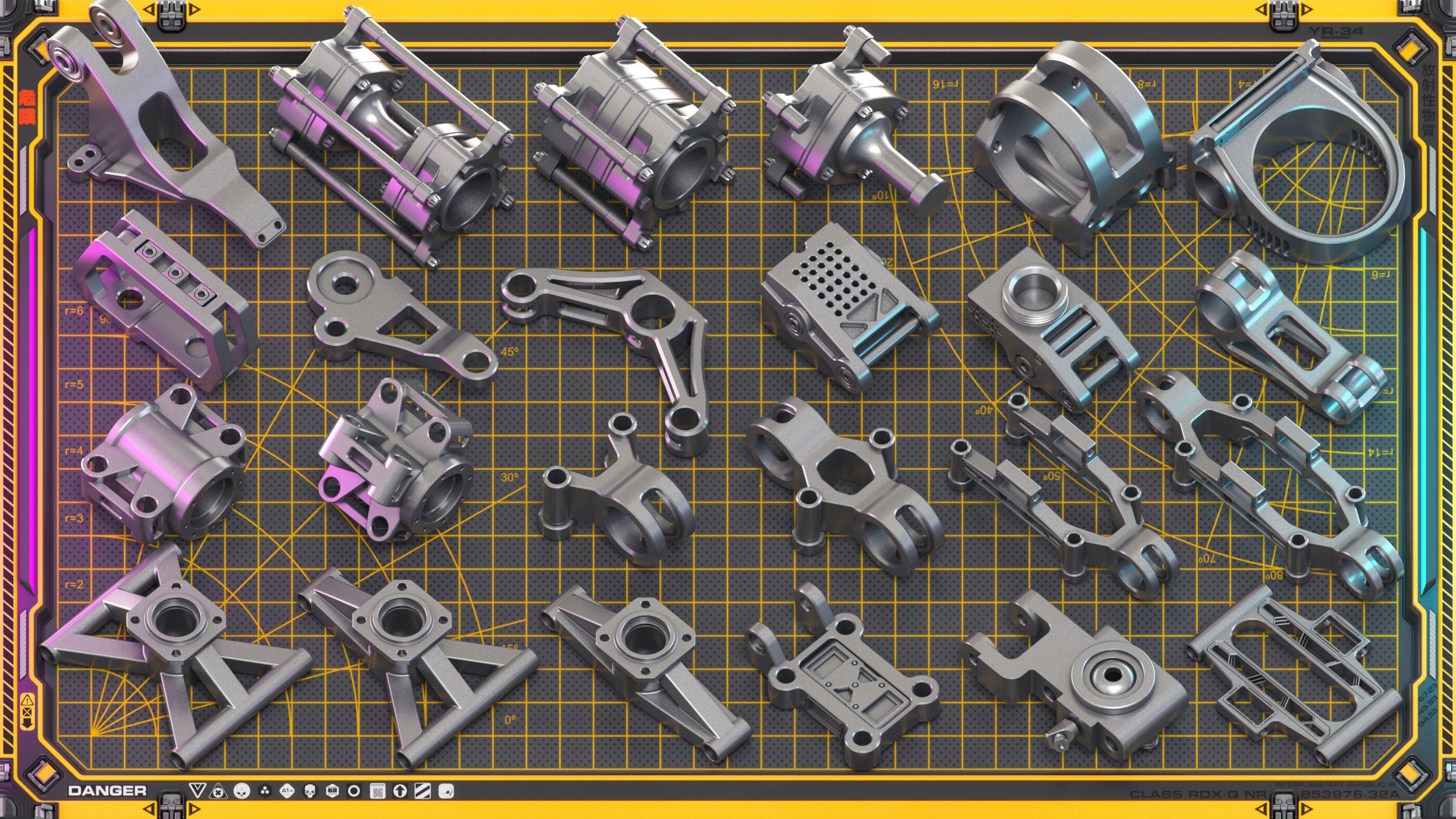 Sci-Fi Hard Surface Mechanical KITBASH 420 DETAILS 3D model_18