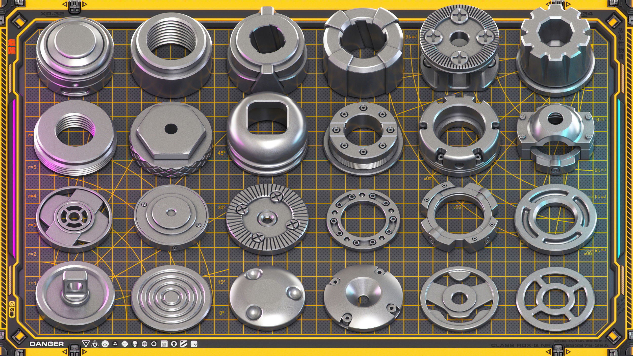 Sci-Fi Hard Surface Mechanical KITBASH 420 DETAILS 3D model_22