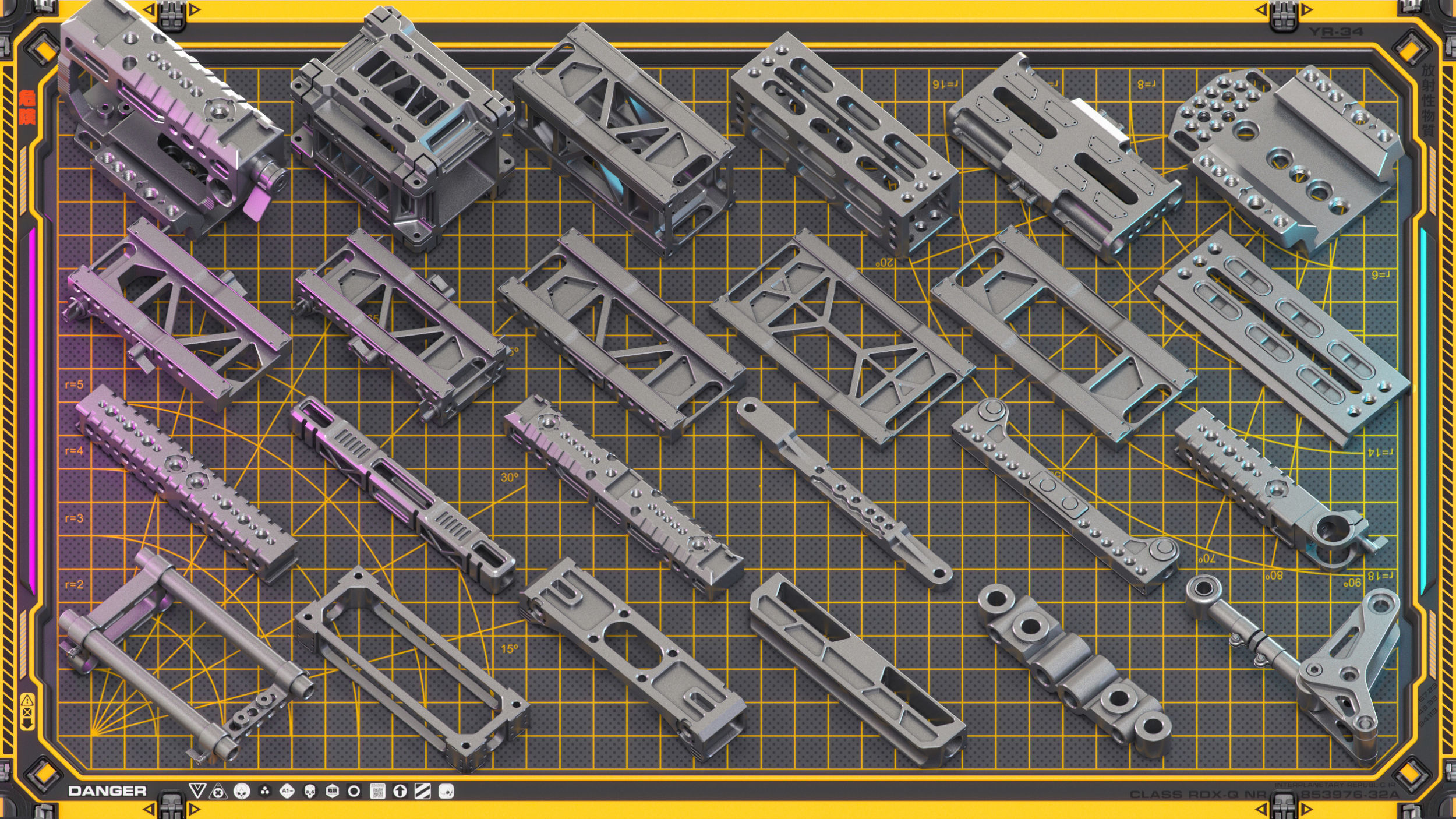 Sci-Fi Hard Surface Mechanical KITBASH 420 DETAILS 3D model_19