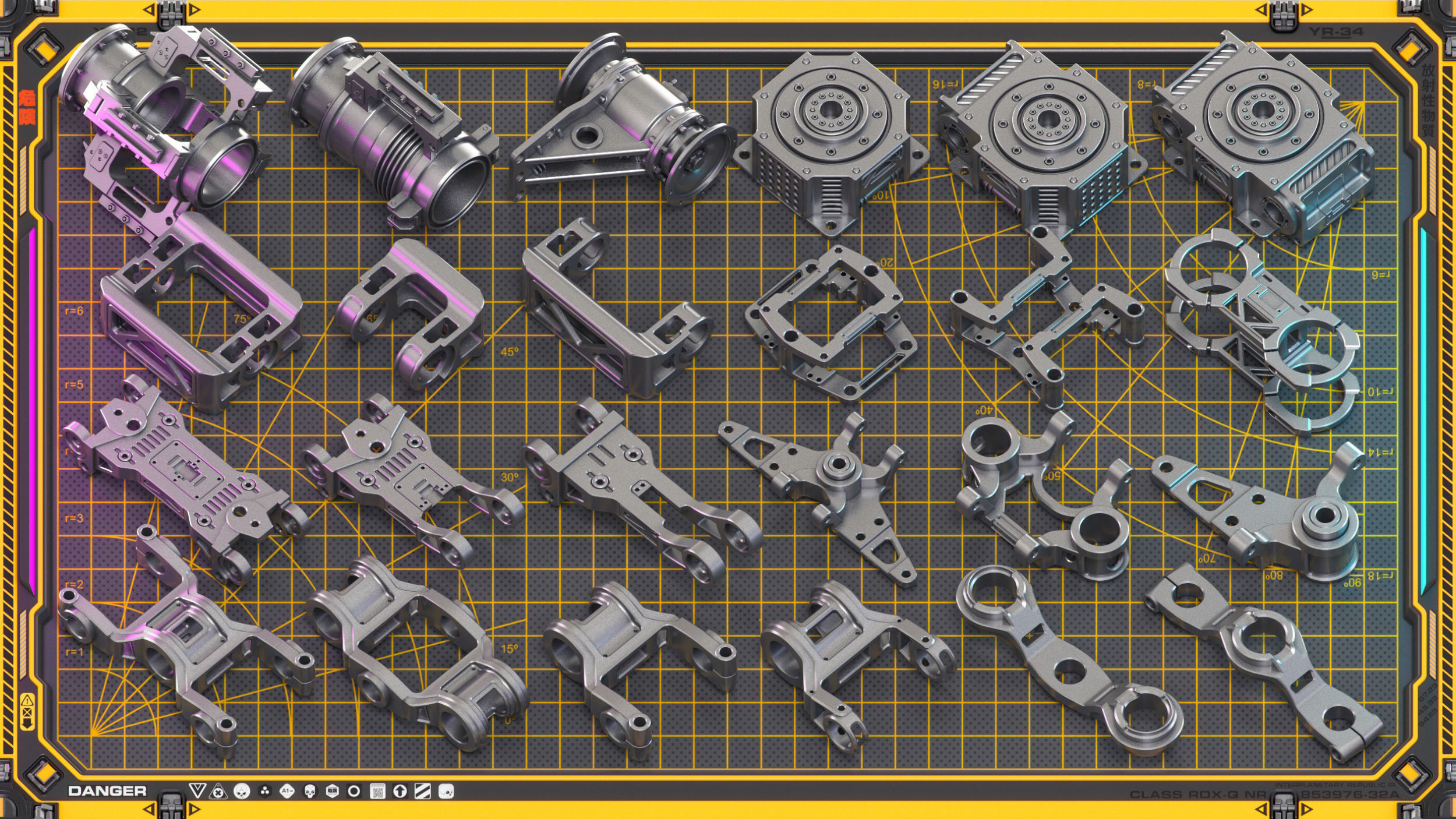 Sci-Fi Hard Surface Mechanical KITBASH 420 DETAILS 3D model_11