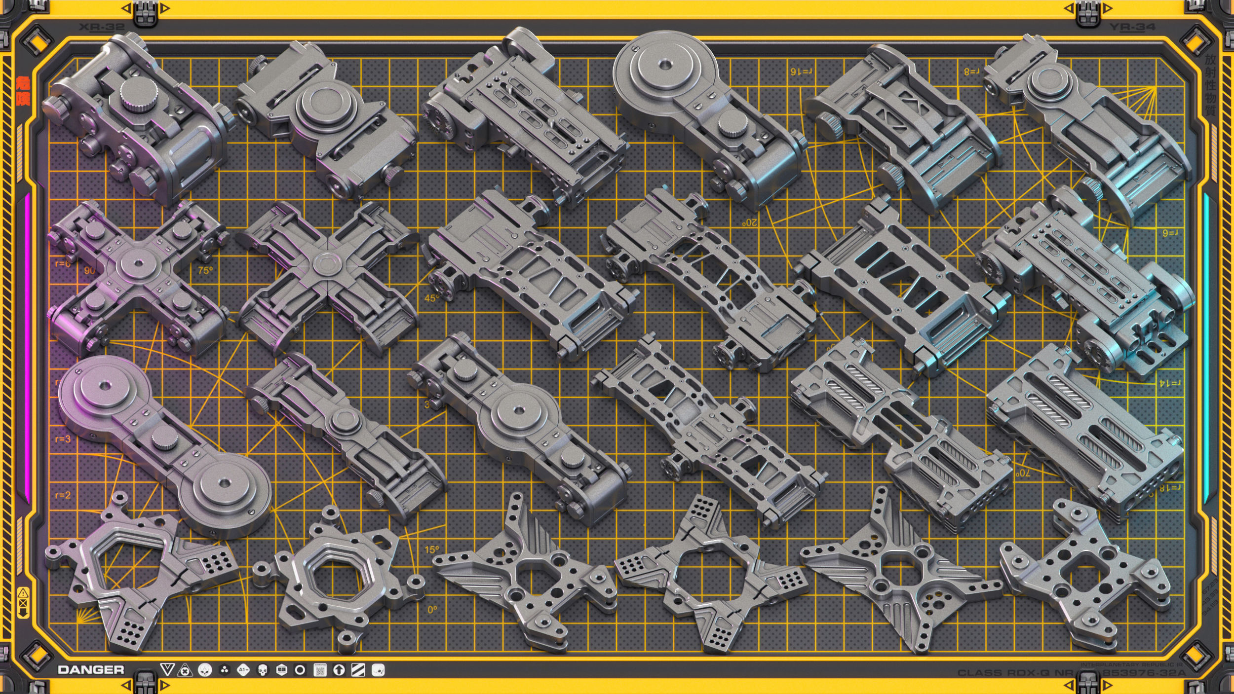 Sci-Fi Hard Surface Mechanical KITBASH 420 DETAILS 3D model_8