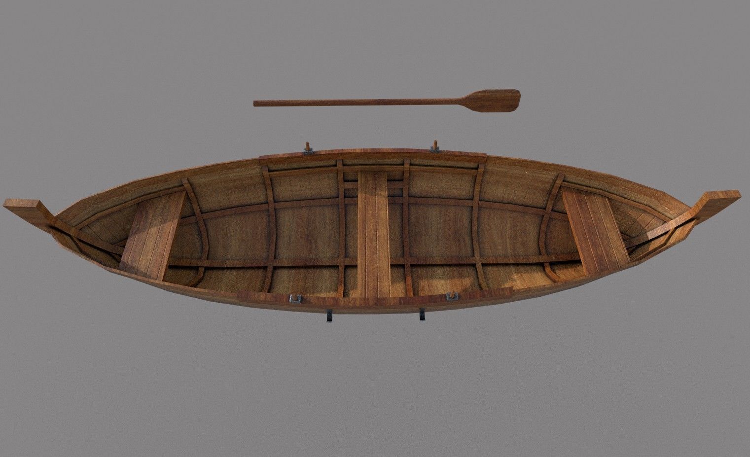 Wooden Boat-2 Low-poly 3D model_8