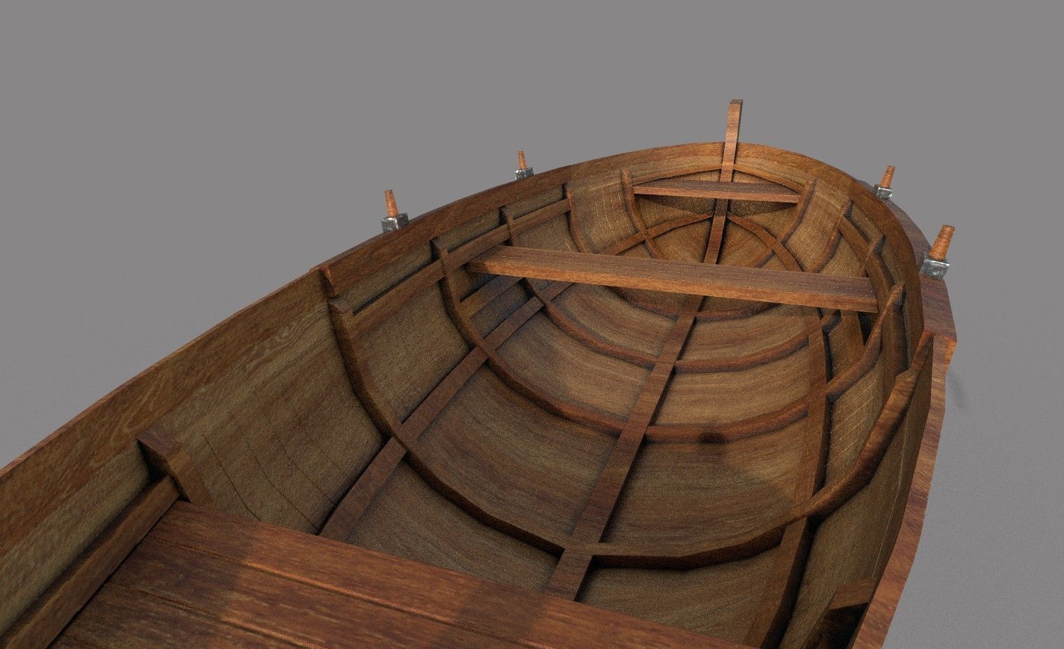 Wooden Boat-2 Low-poly 3D model_9