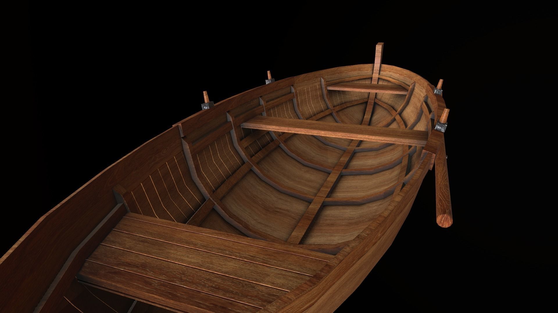Wooden Boat-2 Low-poly 3D model_2