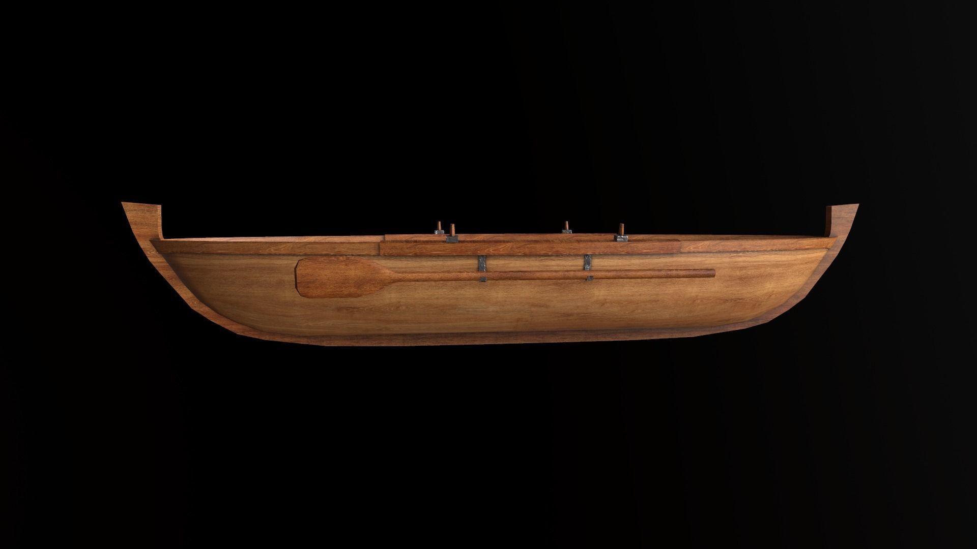 Wooden Boat-2 Low-poly 3D model_5