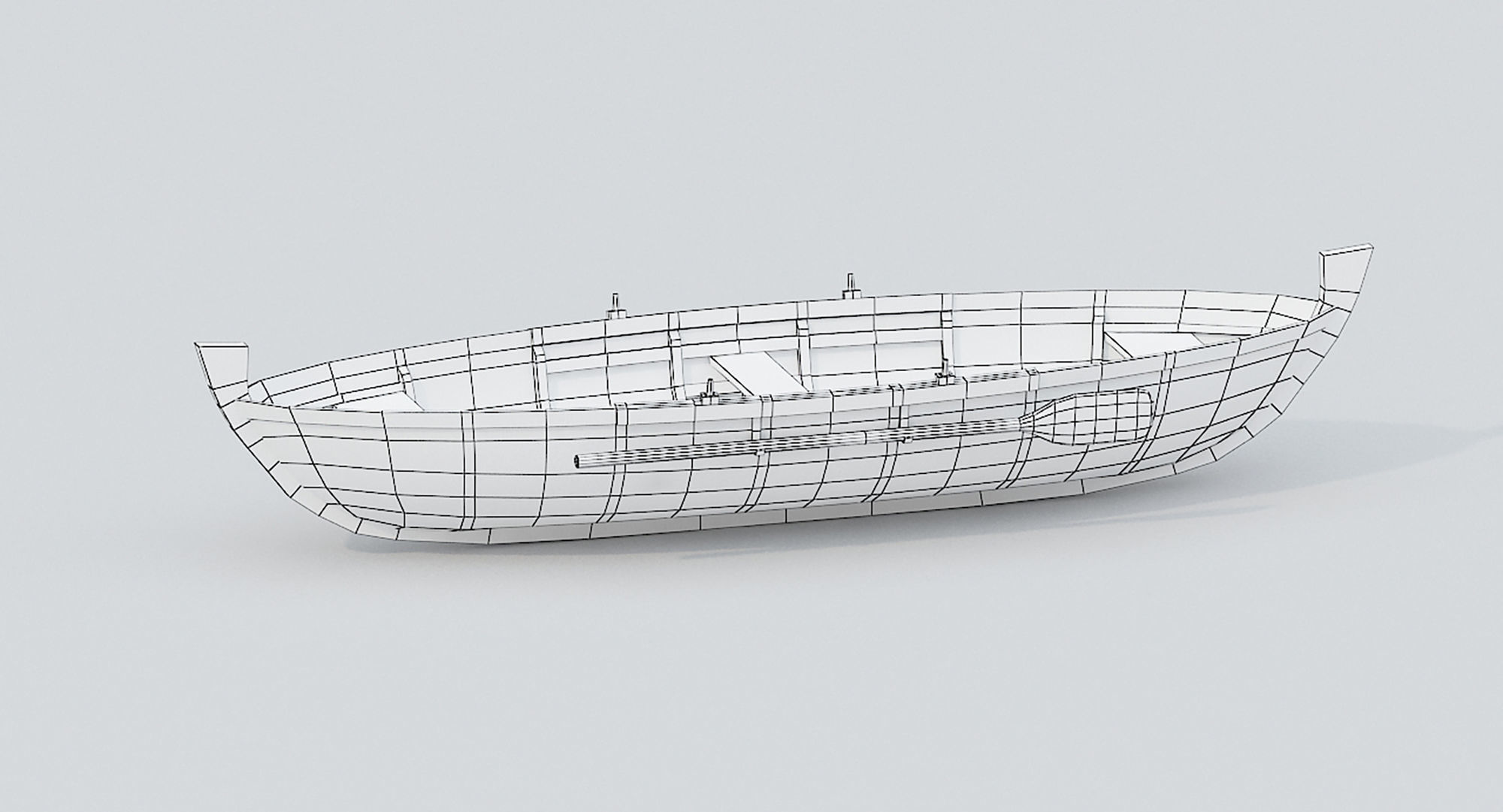 Wooden Boat-2 Low-poly 3D model_10