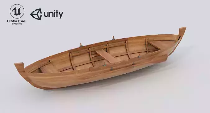 Wooden Boat-2 Low-poly 3D model Wooden Boat-2 Low-poly 3D model