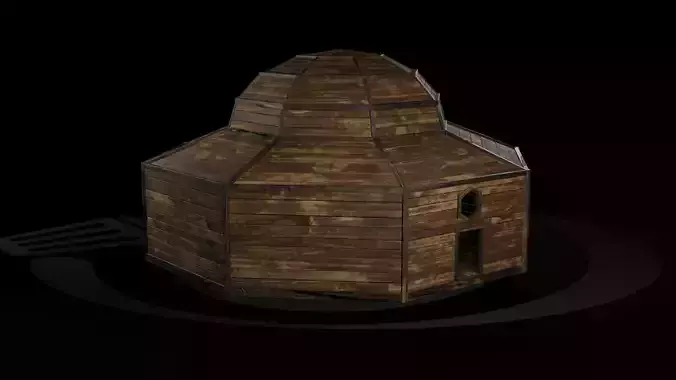AAA Wooden Enterable Medieval Primal Thatched Cottage Hut 09 R Low-poly 3D model