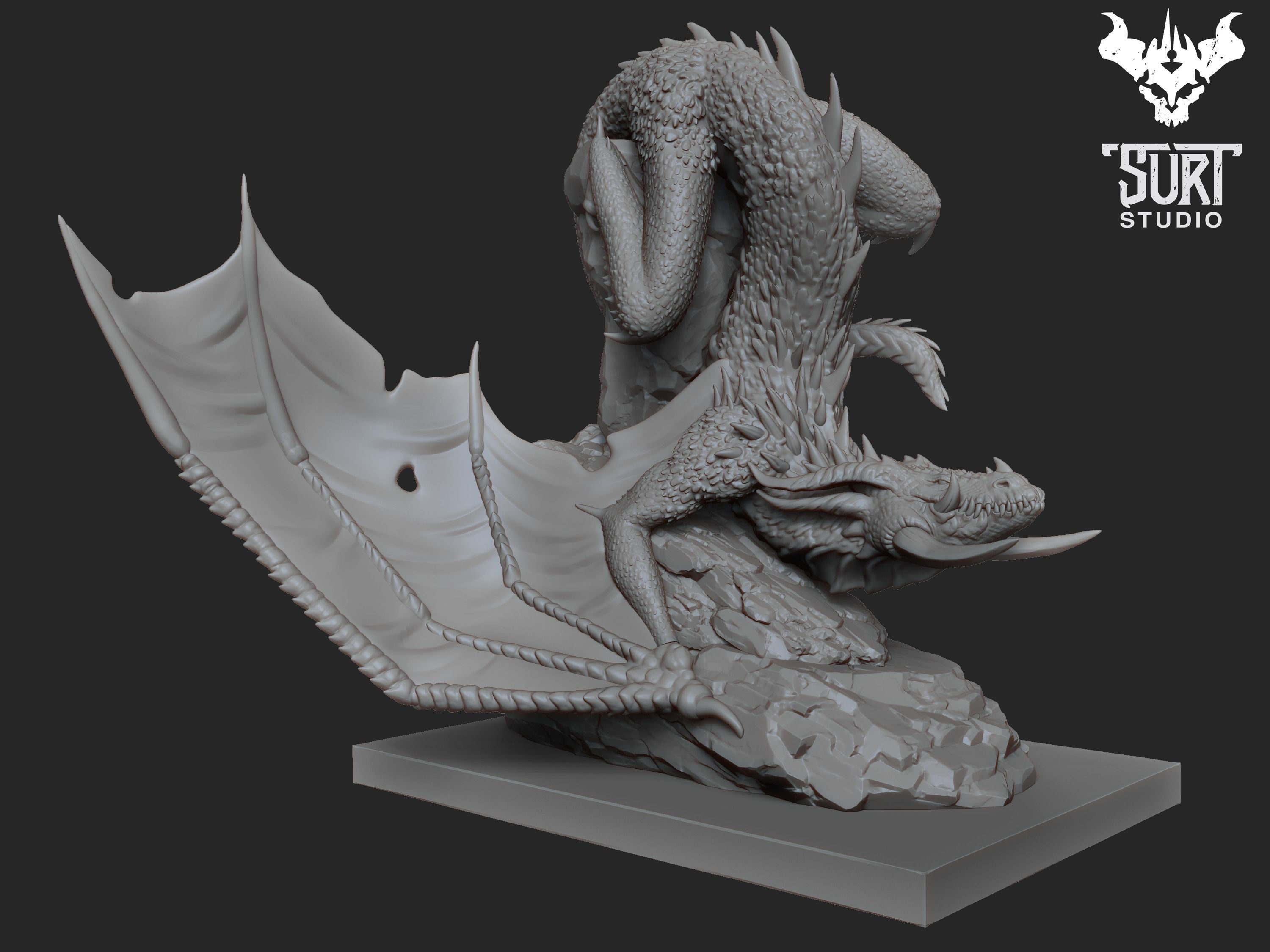 Fafnir statue of dragon 3D print model_4
