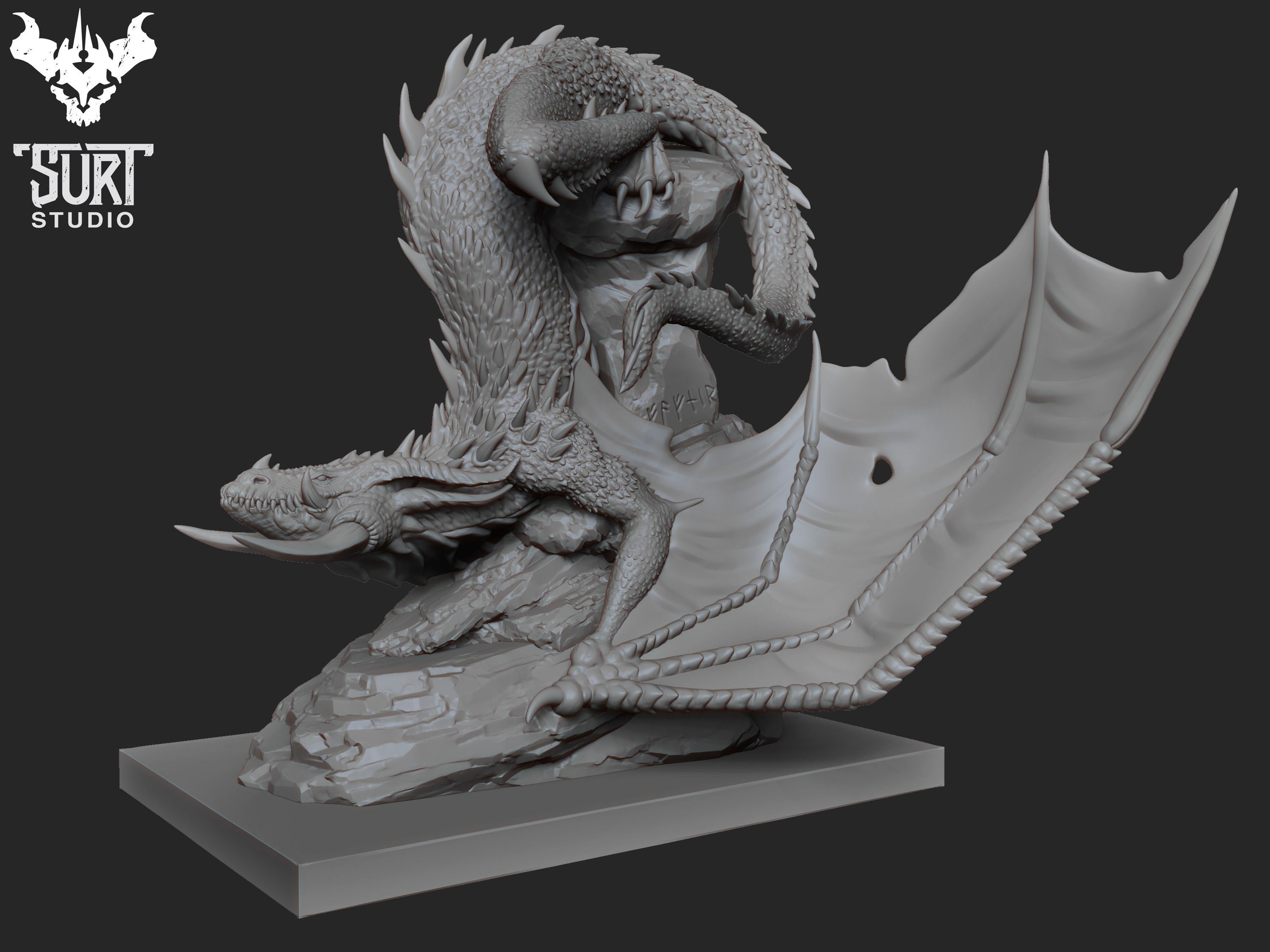 Fafnir statue of dragon 3D print model_2
