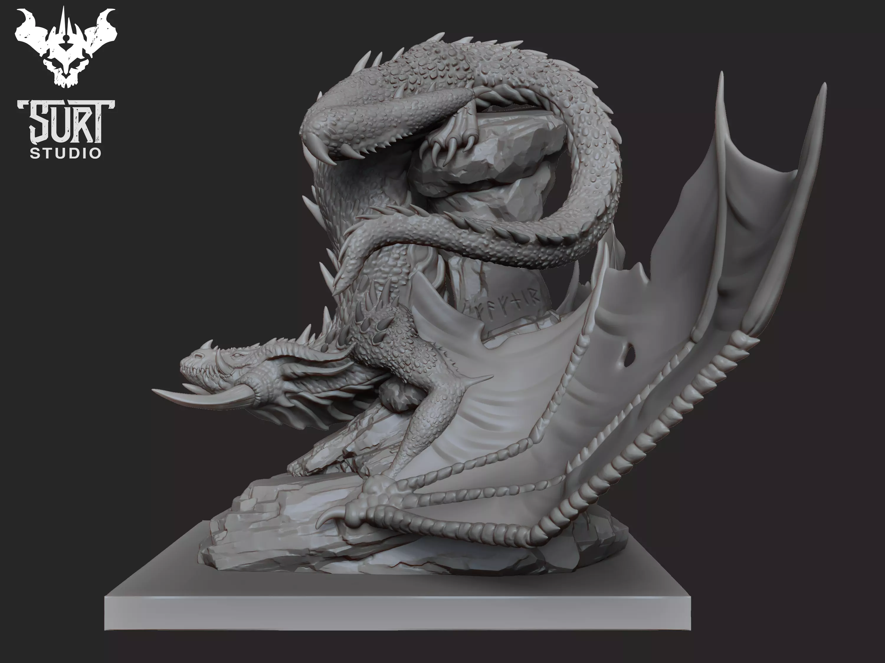 Fafnir statue of dragon 3D print model_0