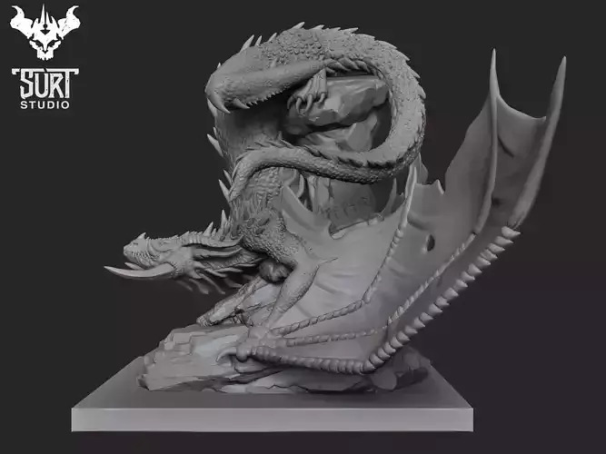 Fafnir statue of dragon 3D print model