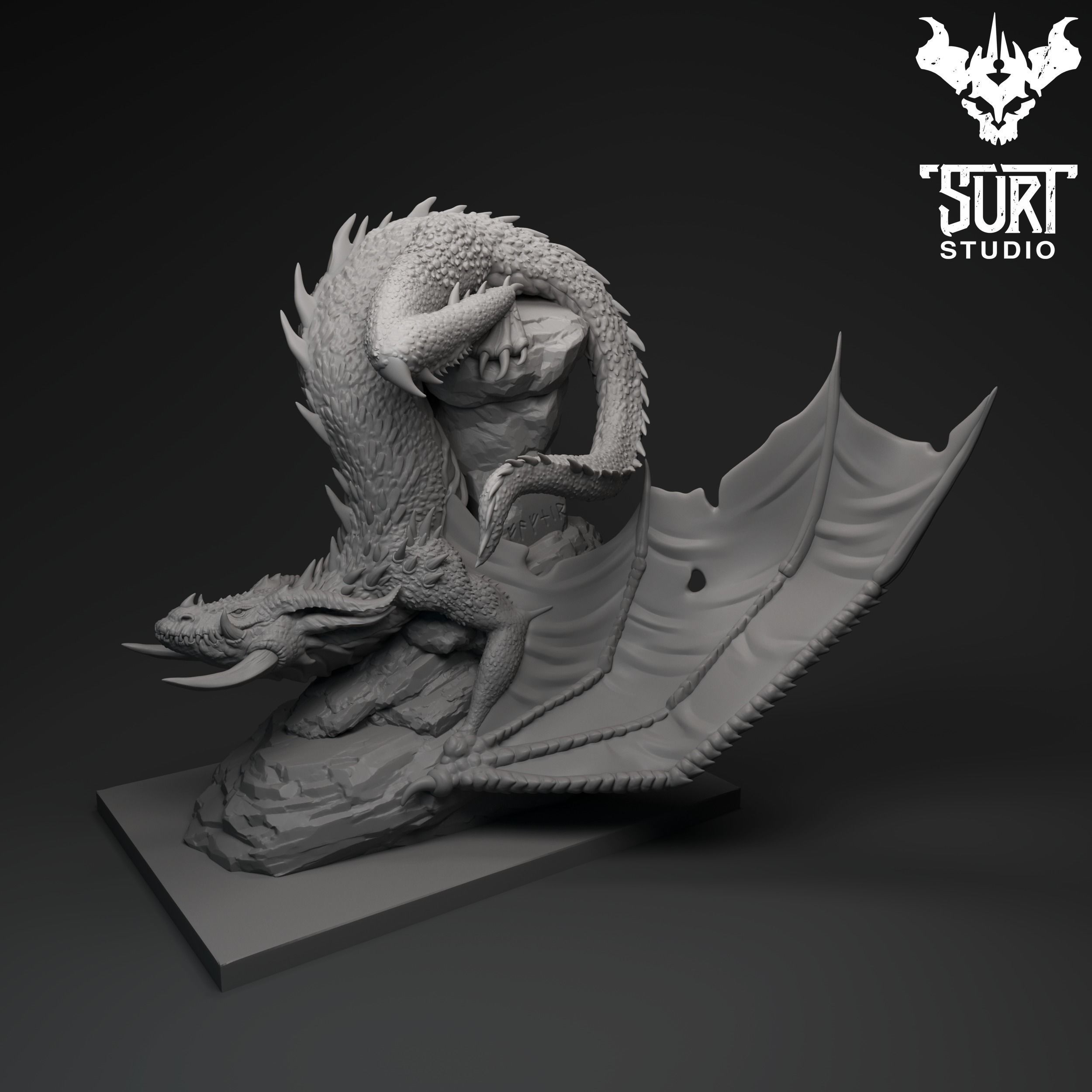 Fafnir statue of dragon 3D print model_3