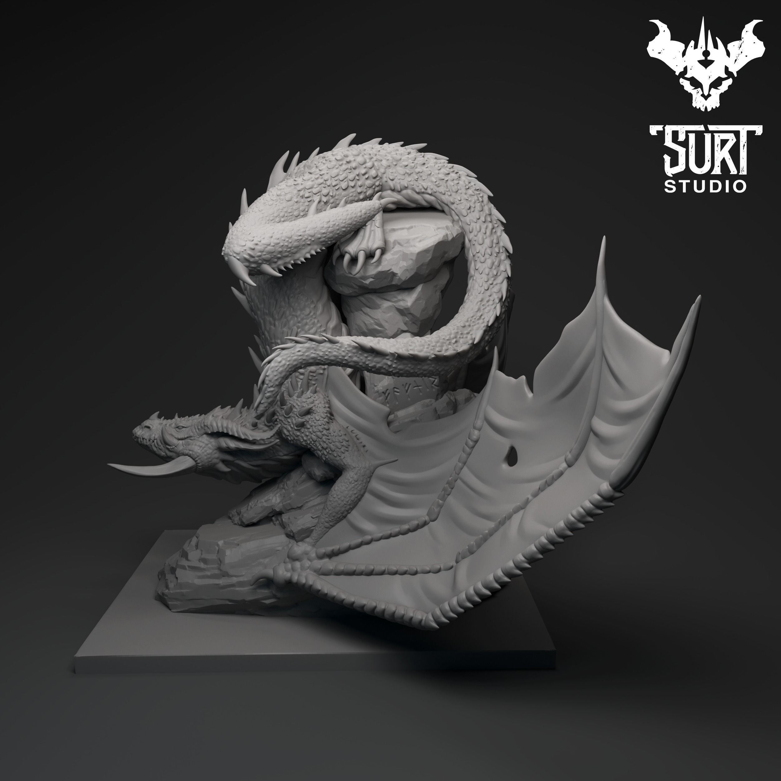Fafnir statue of dragon 3D print model_1