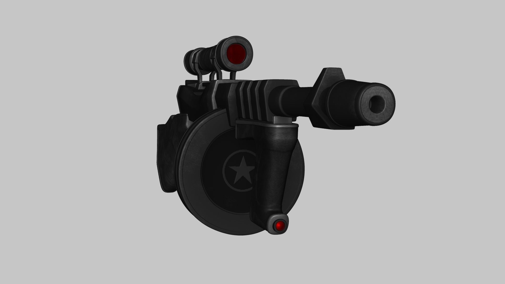 Sci-Fi Thompson Submachine - Gun Weaponry - Black Camo Low-poly 3D model_4