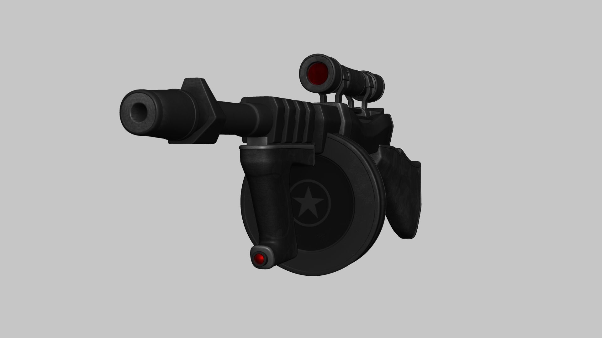 Sci-Fi Thompson Submachine - Gun Weaponry - Black Camo Low-poly 3D model_3