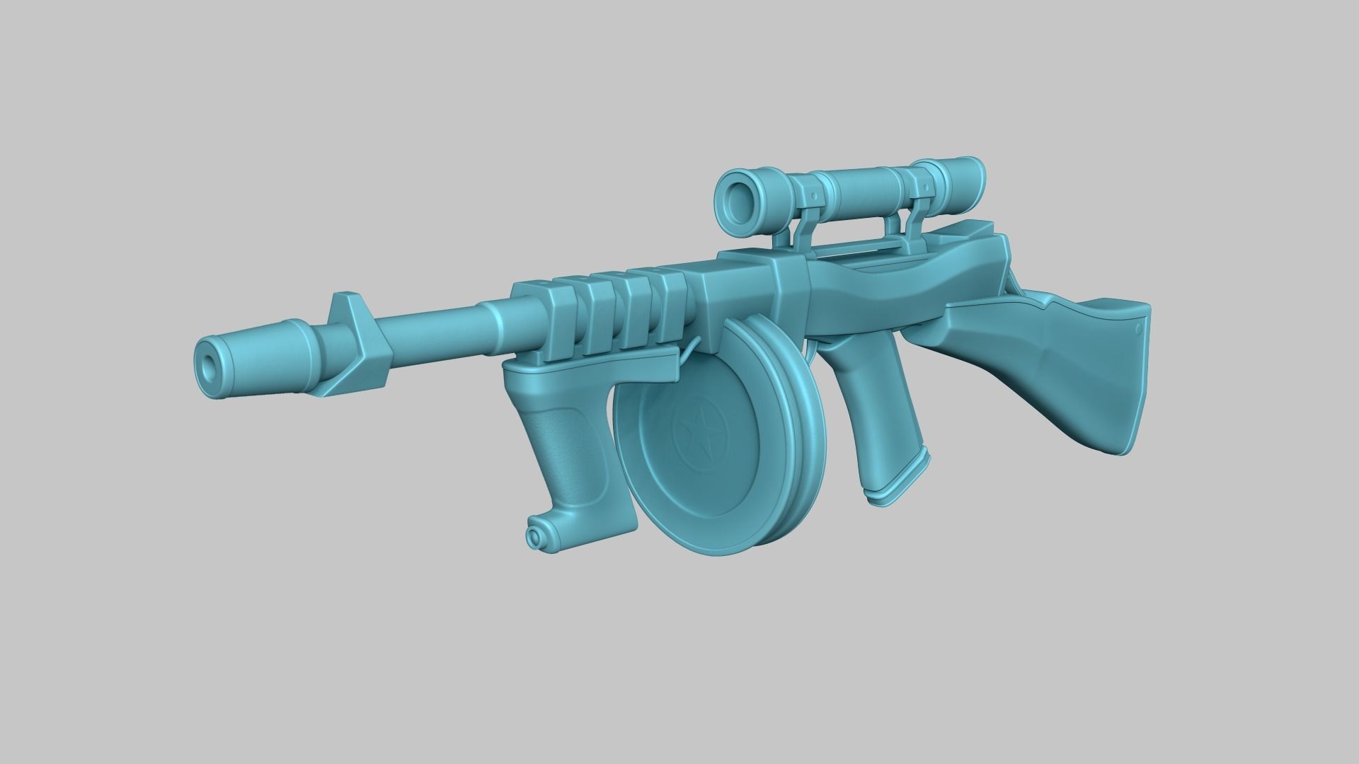 Sci-Fi Thompson Submachine - Gun Weaponry - Black Camo Low-poly 3D model_11