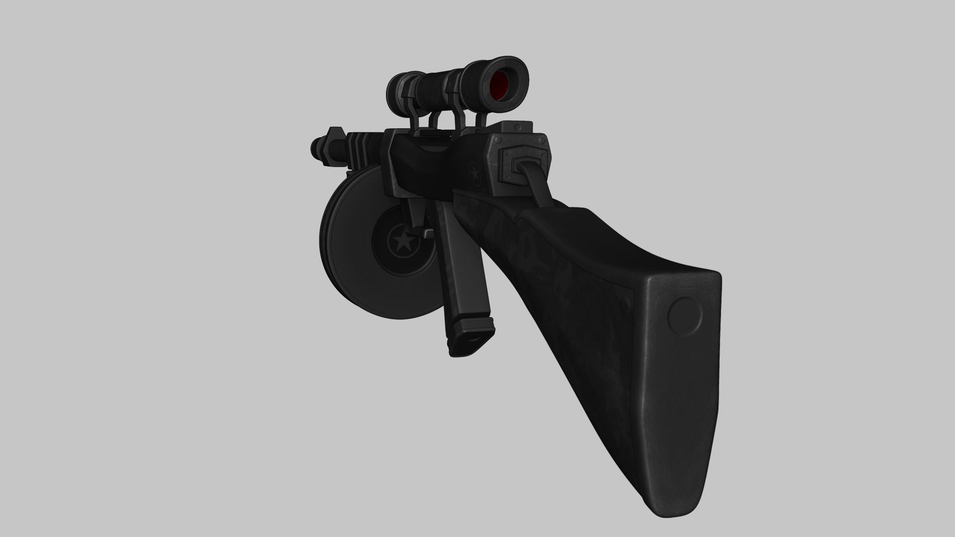 Sci-Fi Thompson Submachine - Gun Weaponry - Black Camo Low-poly 3D model_9