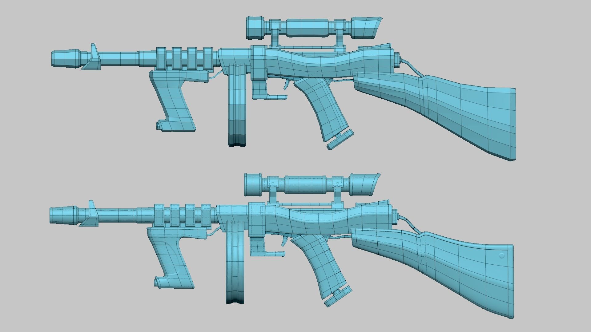 Sci-Fi Thompson Submachine - Gun Weaponry - Black Camo Low-poly 3D model_18