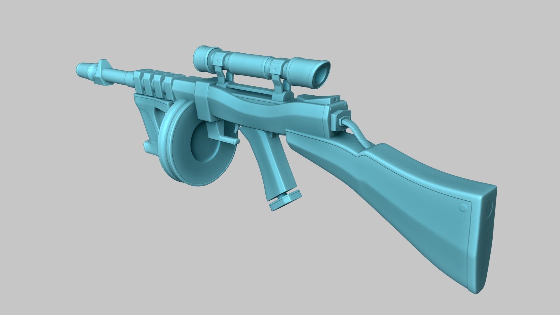 Sci-Fi Thompson Submachine - Gun Weaponry - Black Camo Low-poly 3D model_12