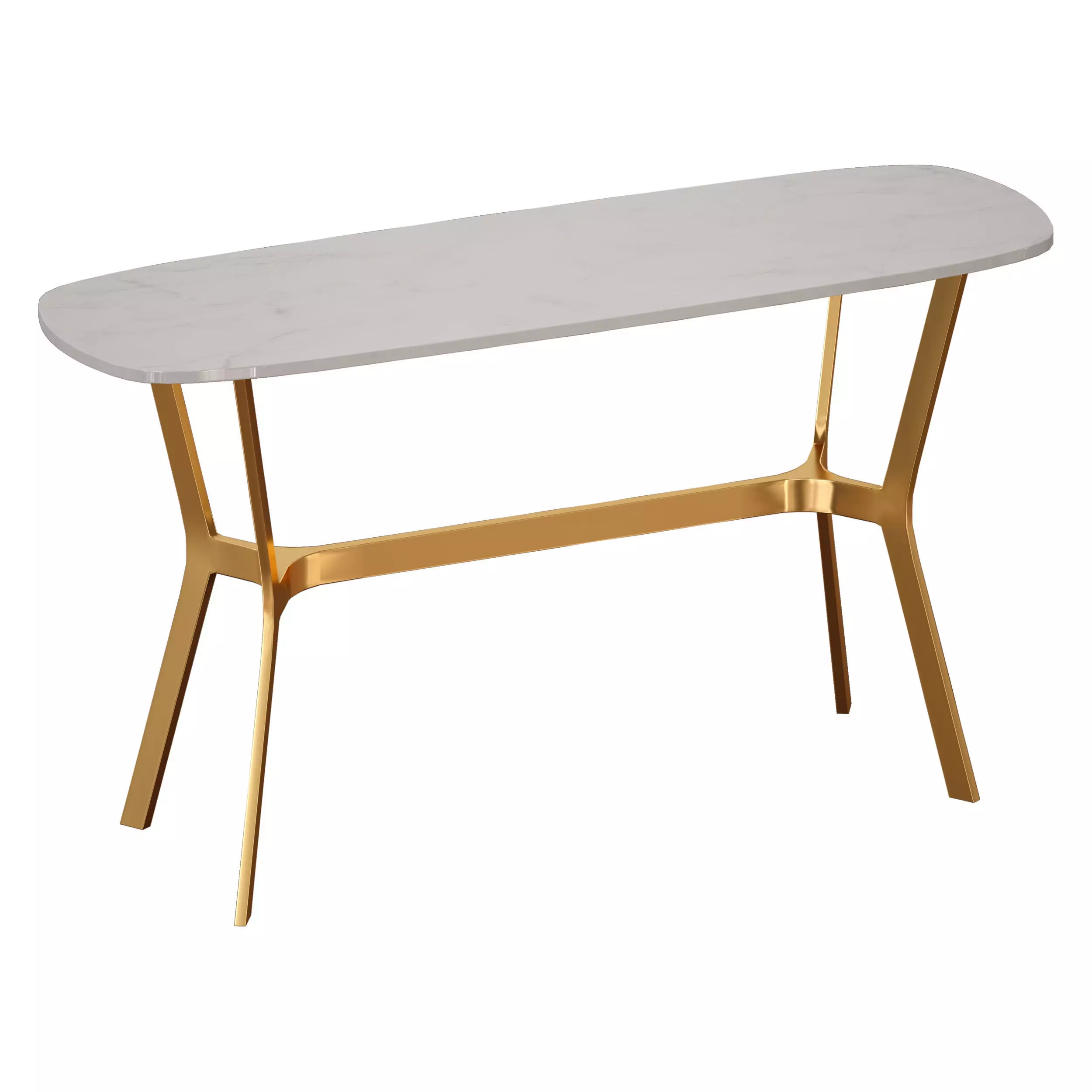 Elke Marble Console Table with Brass Base 3D model_0