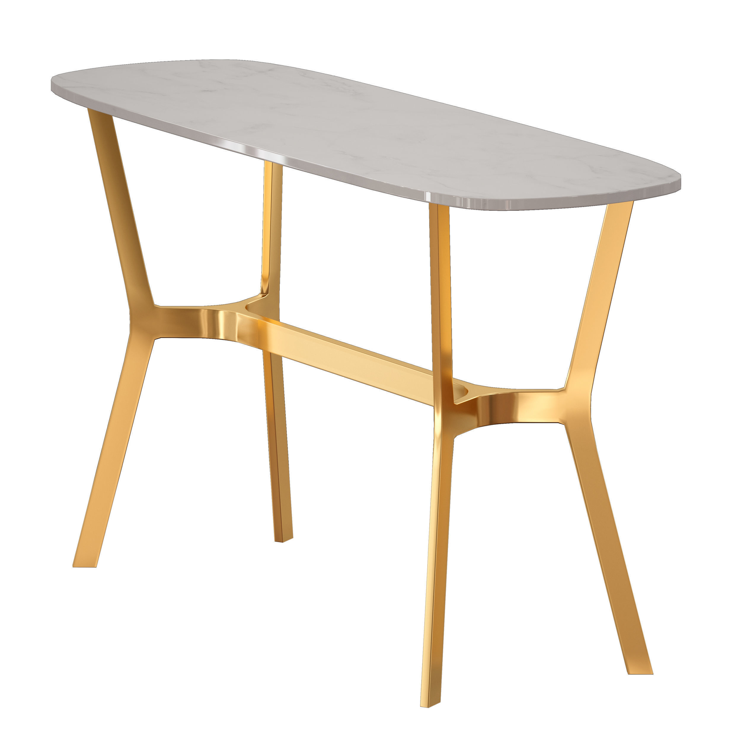 Elke Marble Console Table with Brass Base 3D model_7