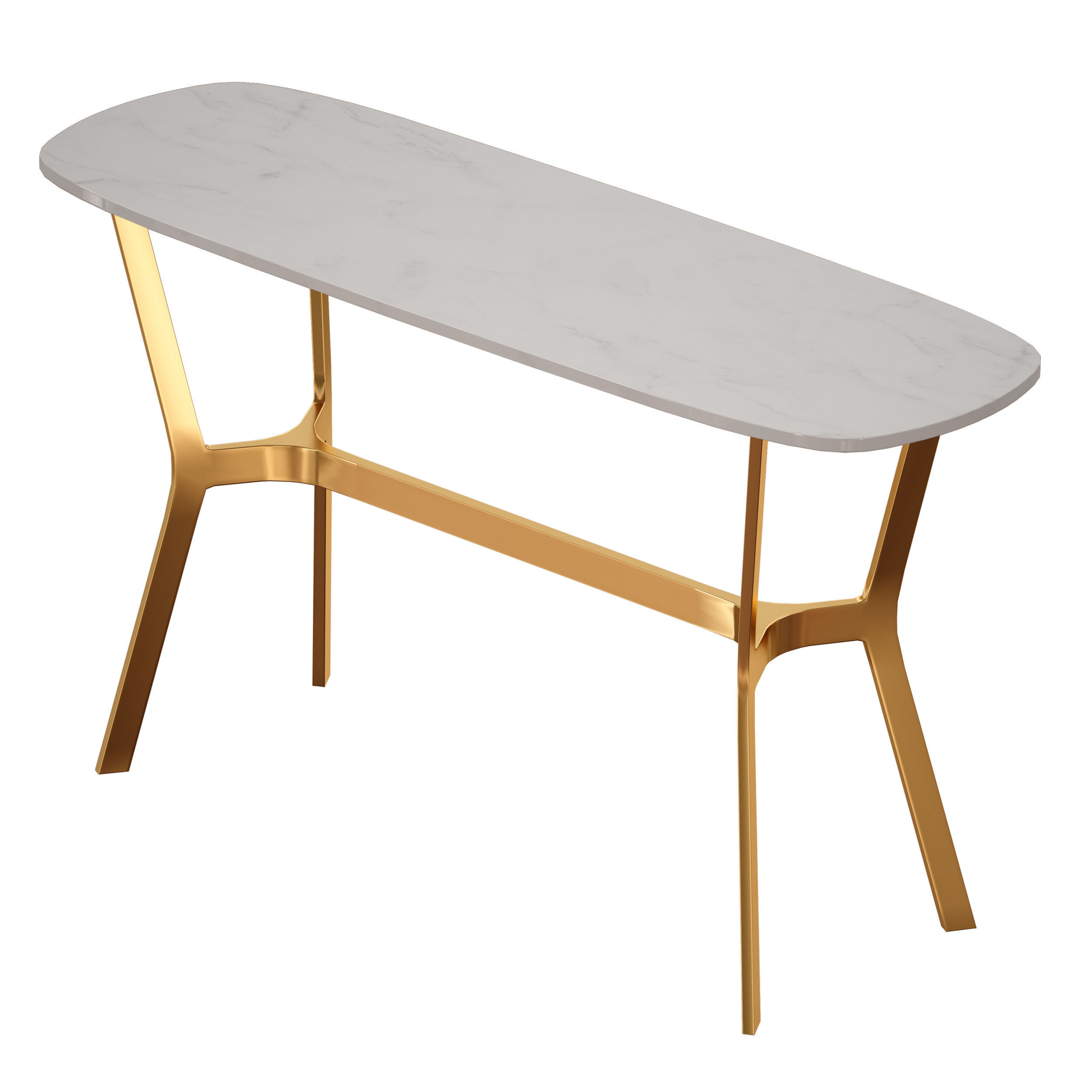 Elke Marble Console Table with Brass Base 3D model_5
