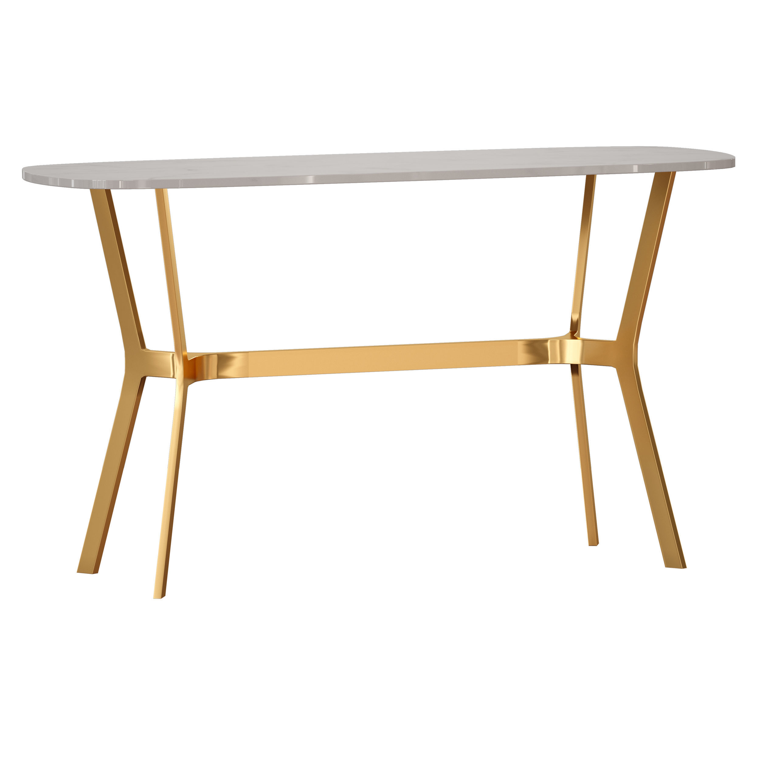 Elke Marble Console Table with Brass Base 3D model_1