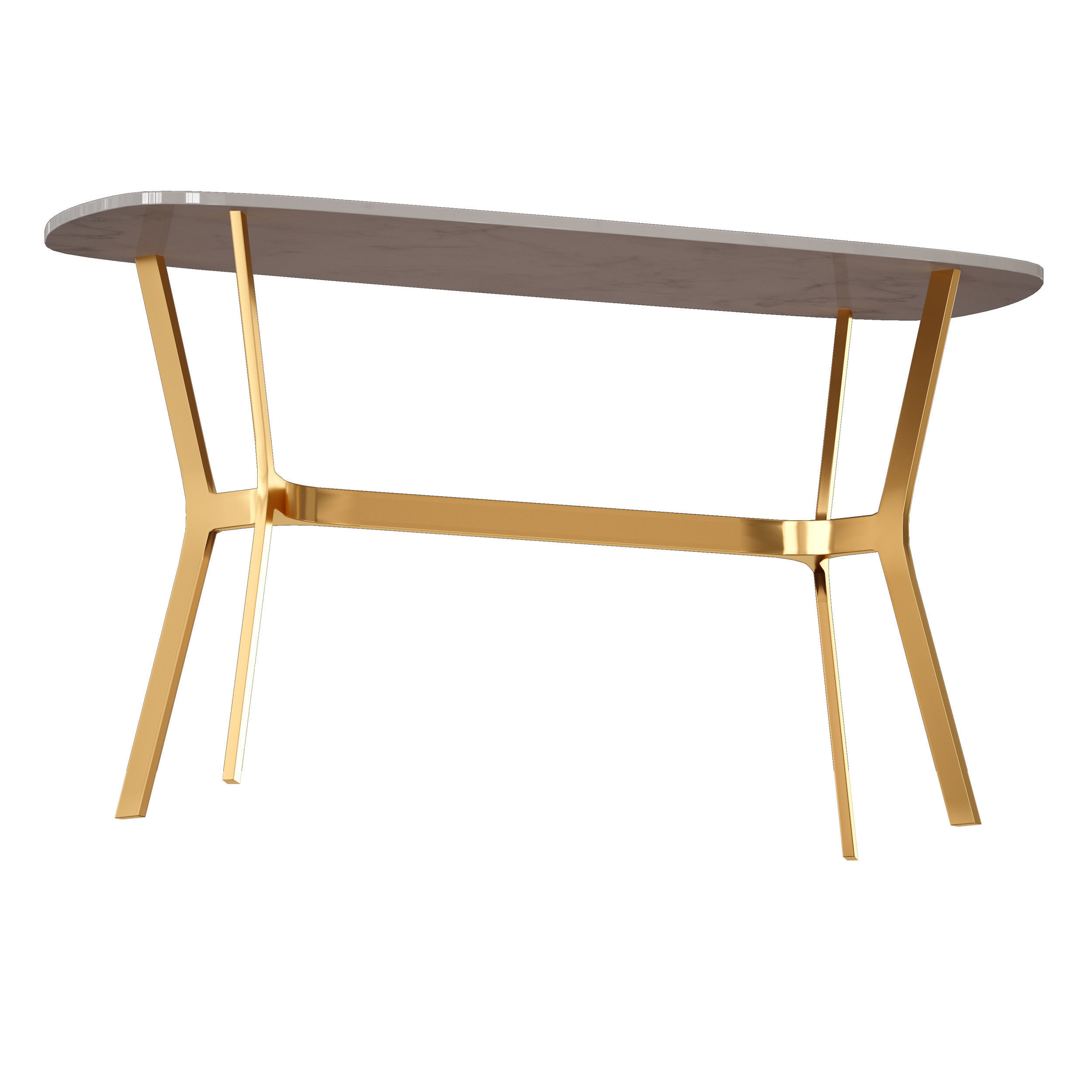 Elke Marble Console Table with Brass Base 3D model_2