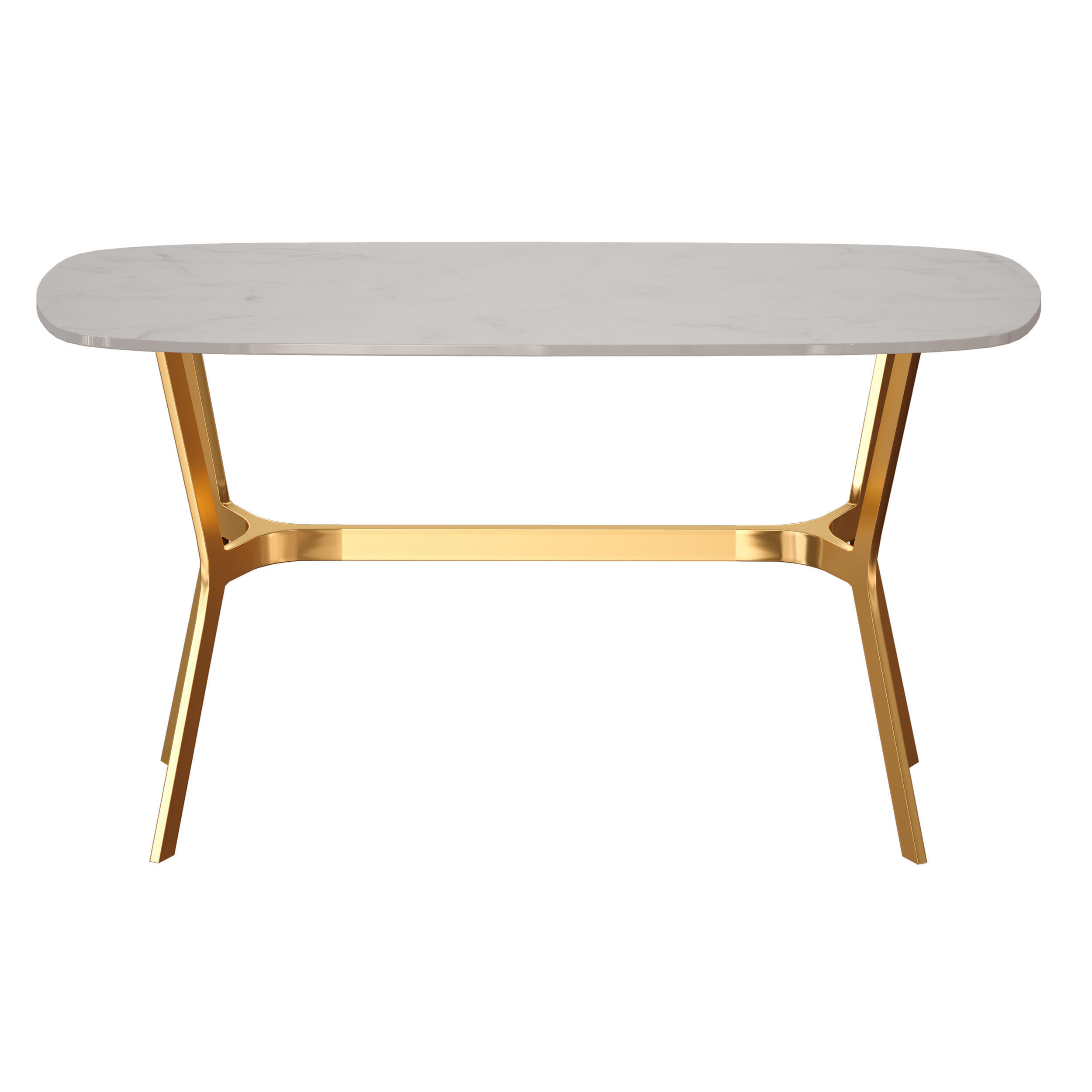 Elke Marble Console Table with Brass Base 3D model_4