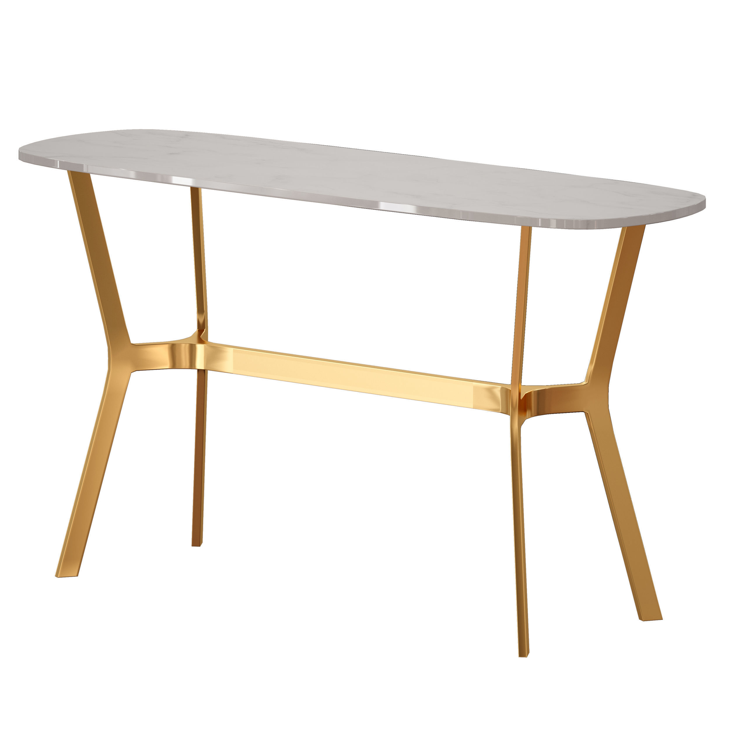 Elke Marble Console Table with Brass Base 3D model_6
