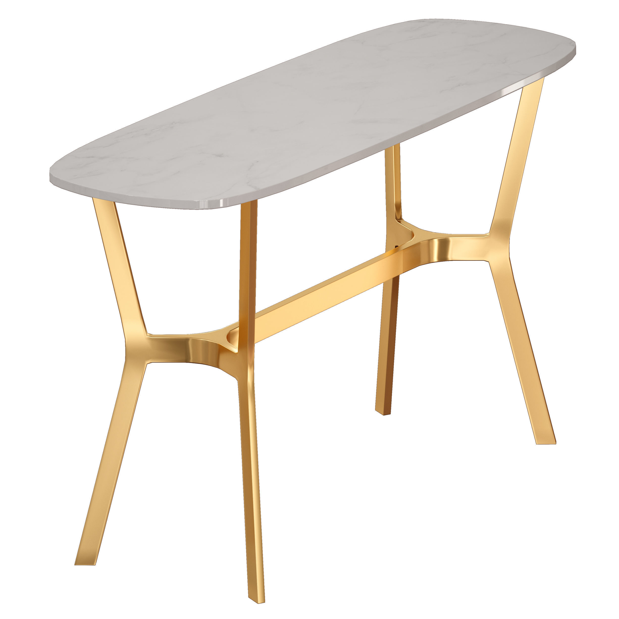 Elke Marble Console Table with Brass Base 3D model_3