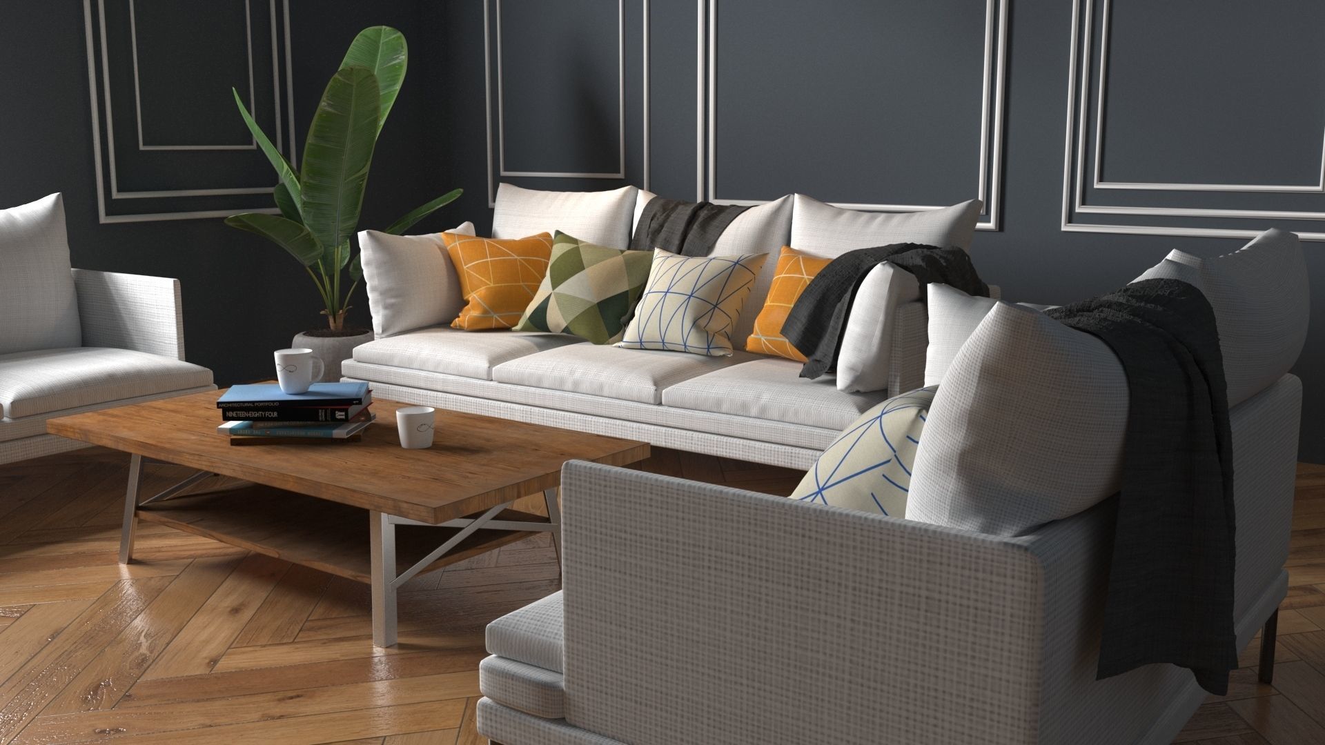 Interior design scene 3D model small room  3D model_4