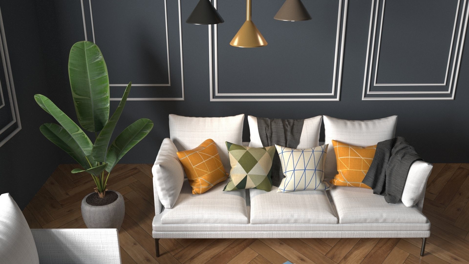 Interior design scene 3D model small room  3D model_2