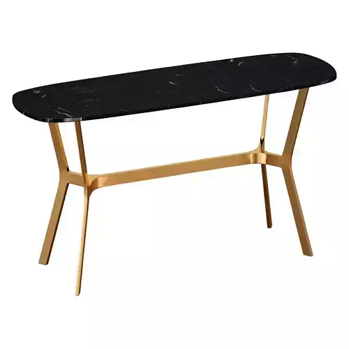 Elke Black Marble Console Table with Brass Base