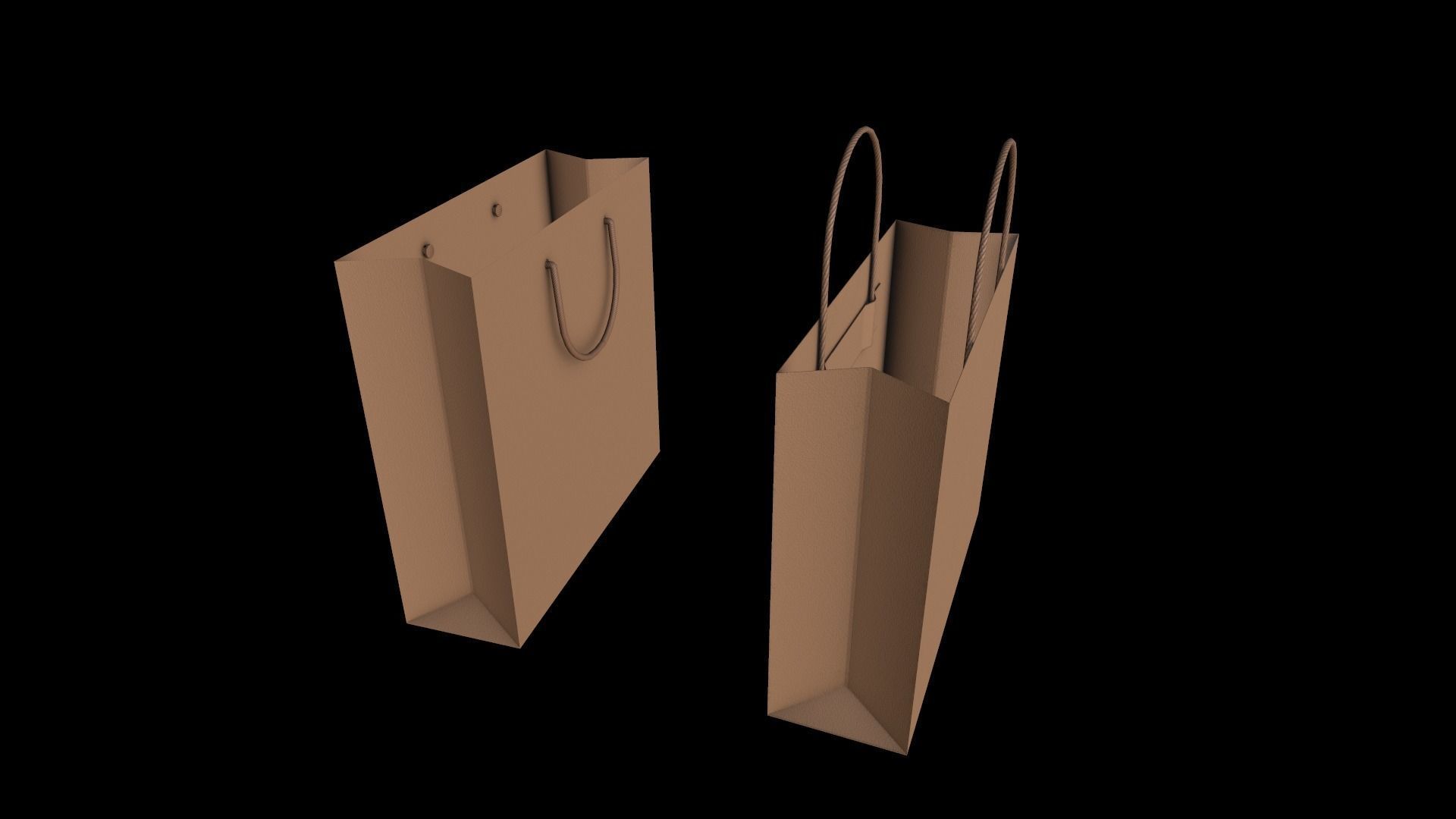 2 Paper Shopping Bags Low-poly 3D model_7