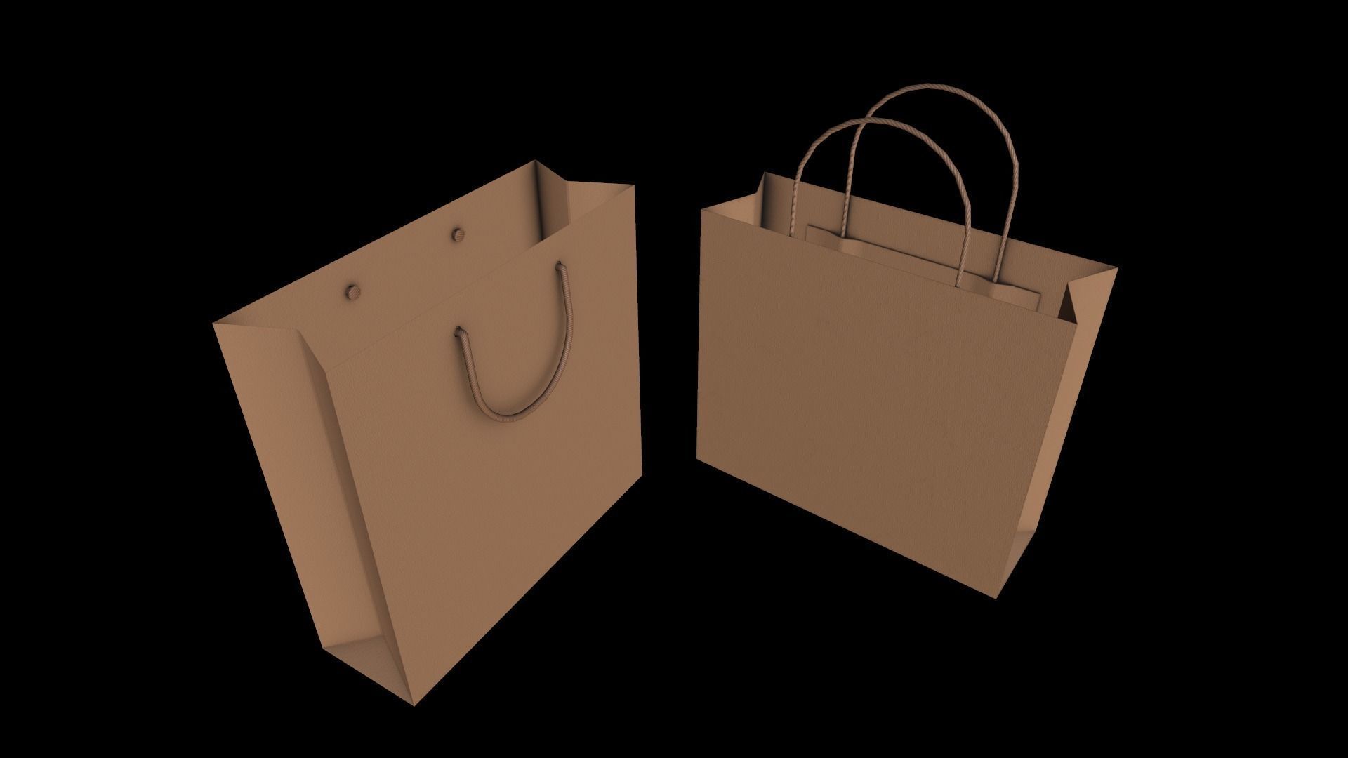 2 Paper Shopping Bags Low-poly 3D model_9