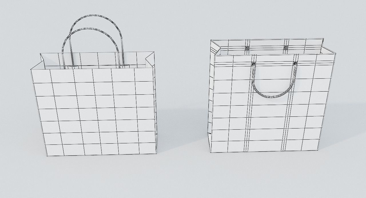 2 Paper Shopping Bags Low-poly 3D model_10