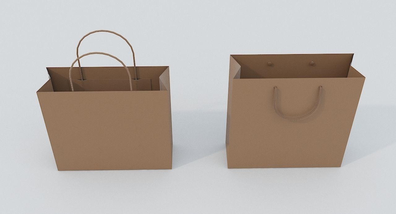 2 Paper Shopping Bags Low-poly 3D model_6